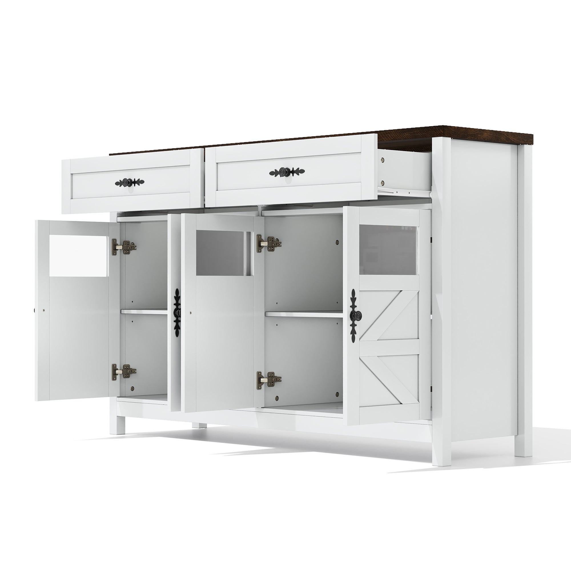 Credenza da 140 cm - 4 ante, 2 ampi cassetti, stile contemporaneo, mobile contenitore per sala da pranzo o cucina - 5