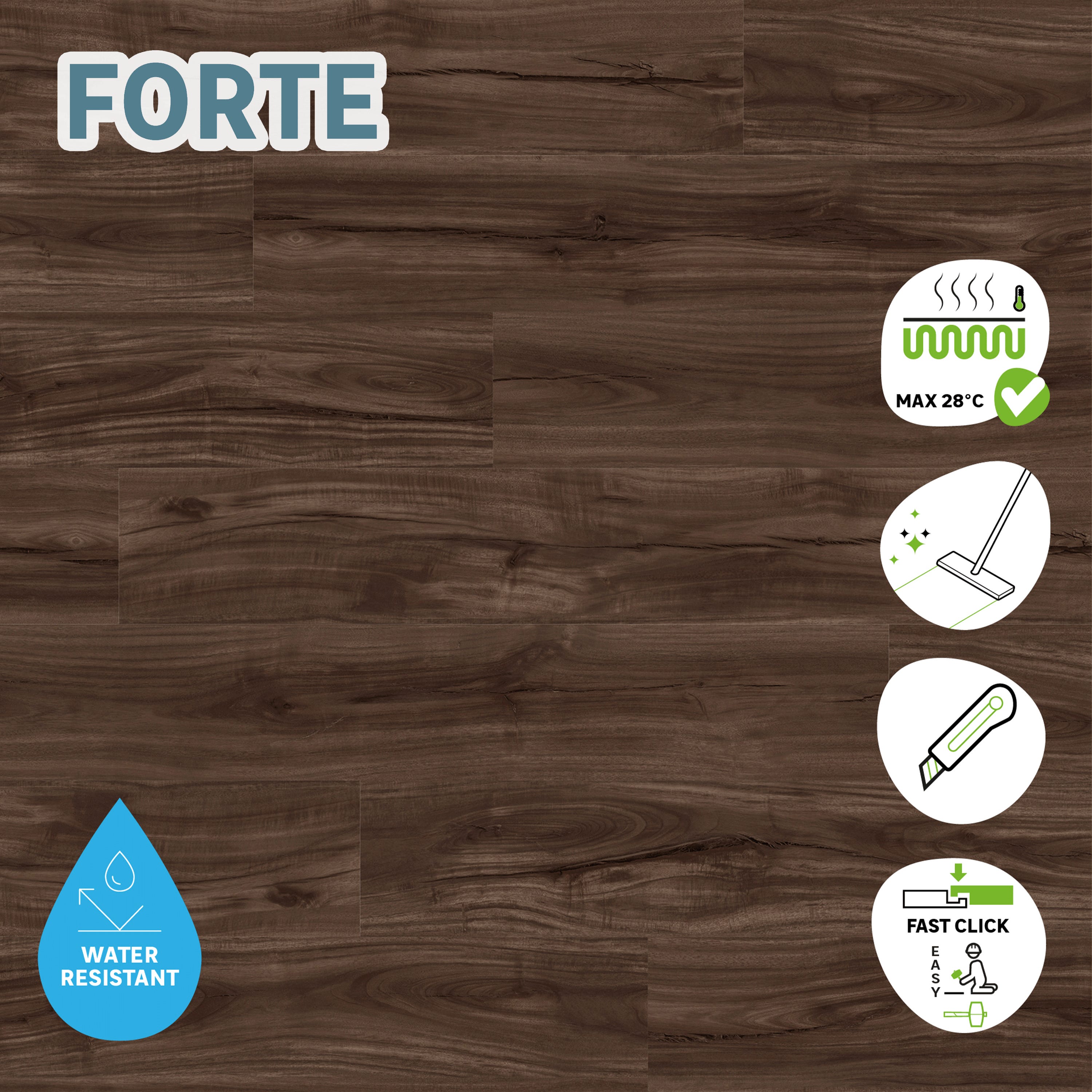 Lame PVC clipsable forte ARTENS - JAEN Effet bois foncé - 1,76 m²/ 8 Lames - 2