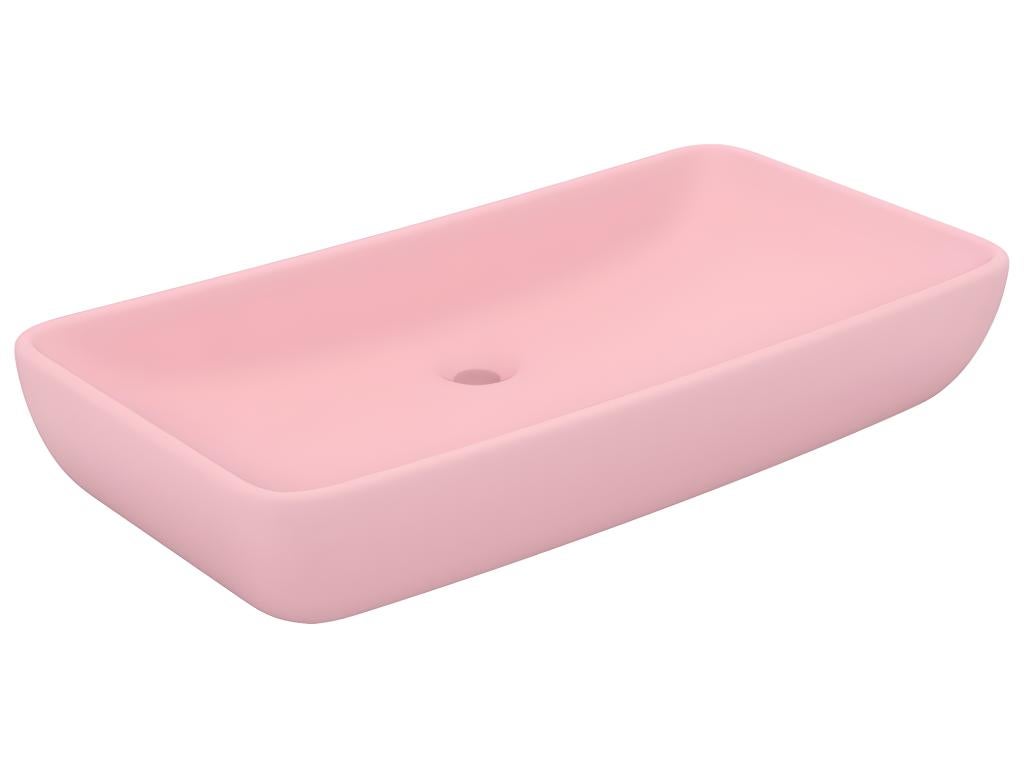 Lavabo rettangolare di lusso da appoggio WC lavabo bagno stanza cosmetica casa 71 x 38 cm ceramica rosa o 02_0002697 - 6