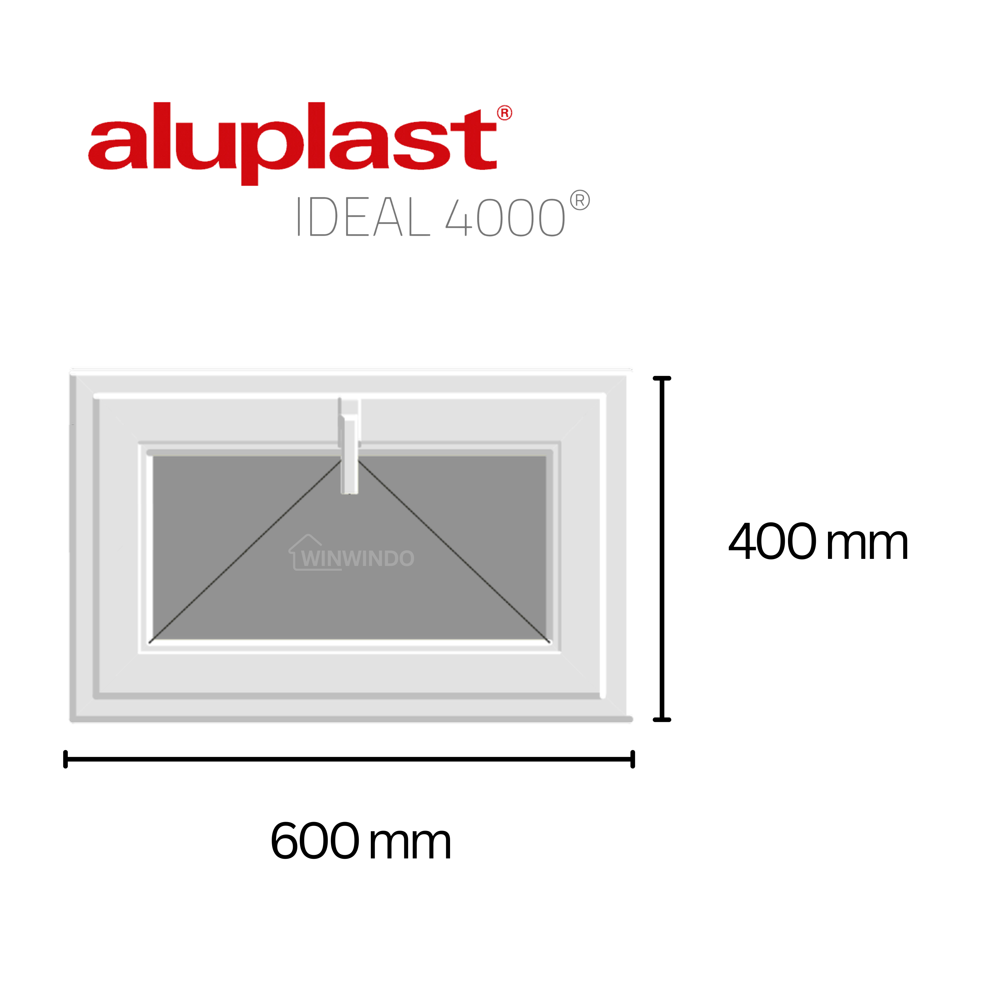 Janela PVC reforçado 40×60 cm branca basculante | Vidro fosco – Perfil Aluplast - 3