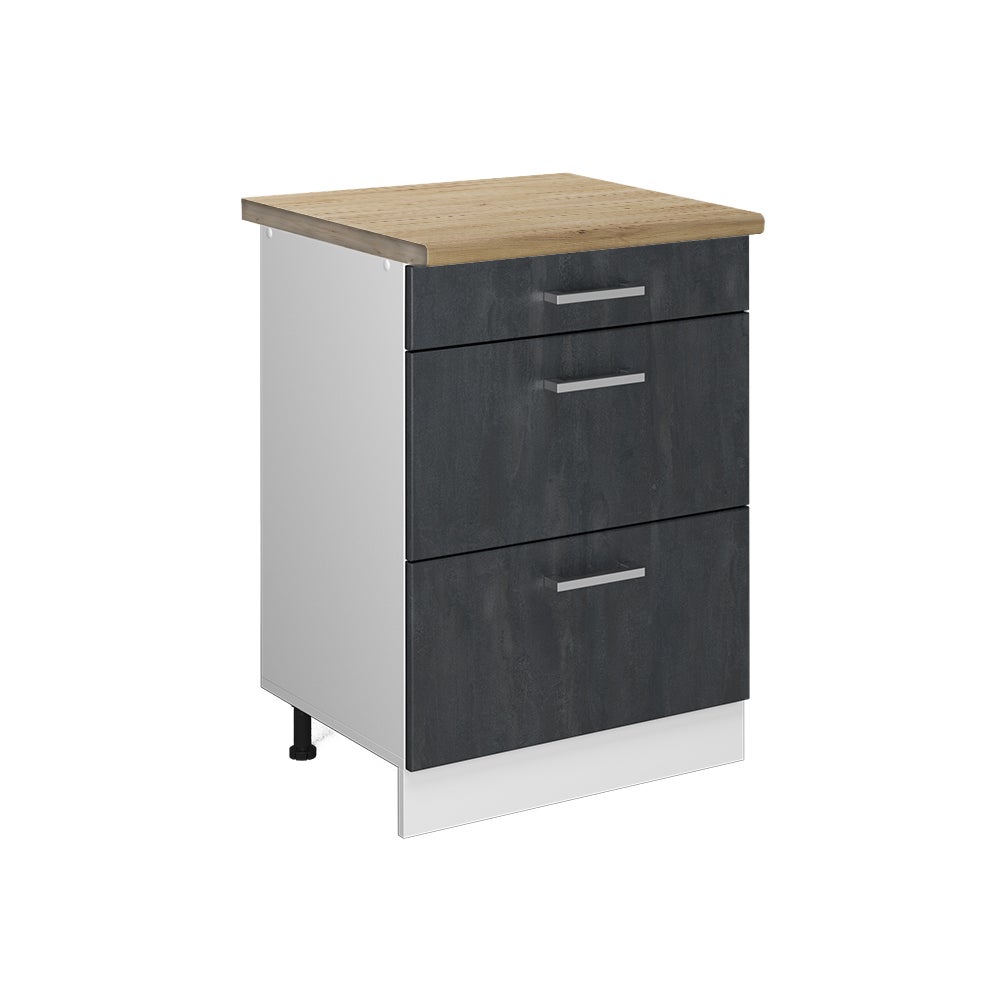 Vicco Szafka dolna do kuchni R-Line, Czarny beton, 60 cm BP Dąb