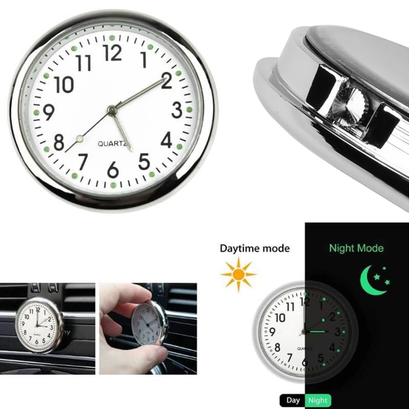 Horloge Lumineuse Pour Tableau De Bord Voiture - 4 Cm De Diamètre - Analogique à Quartz - Autocollant, Bateau, Vélo, Maison