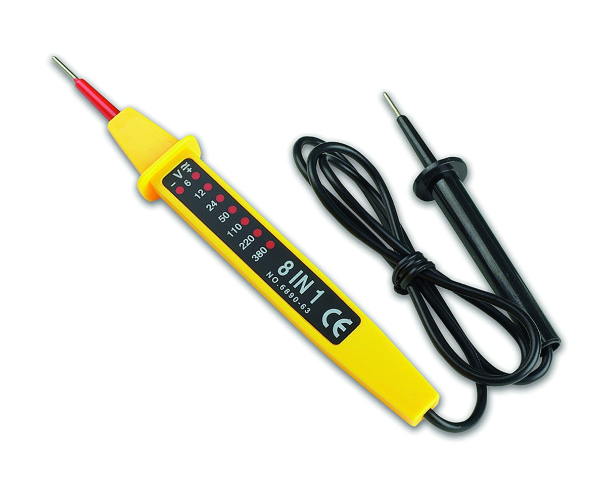 Electraline 58200 Tester 8 Funzioni 6-400V, Nero/Giallo