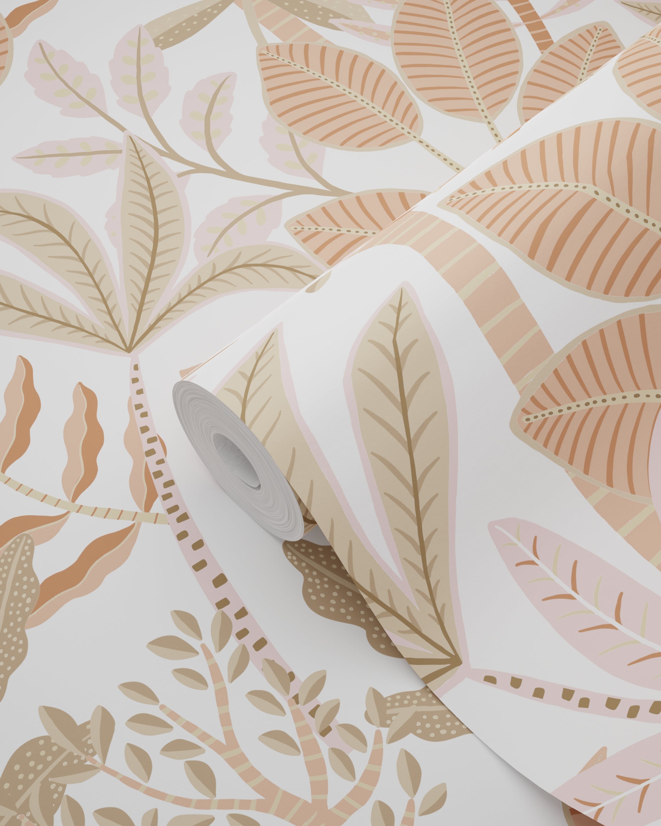 Papier peint feuilles terracotta, marron et rose - 50 x 900 cm - ESTAhome - 6