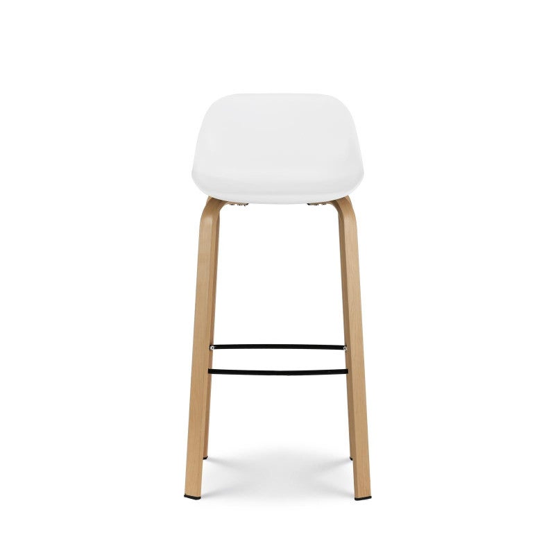 Conjunto de 2 taburetes de bar blancos de estilo escandinavo con patas de metal efecto madera - Altura 66cm - 5