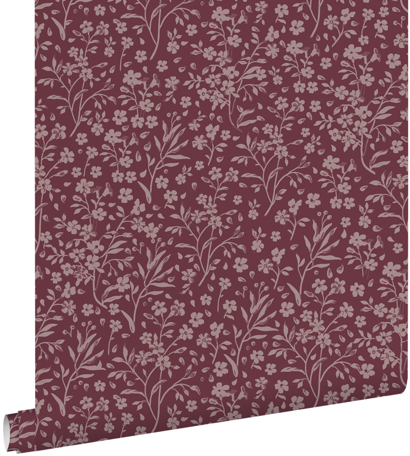Tapeta kwiaty bakłażanowym fioletowym - 50 x 900 cm - ESTAHOME
