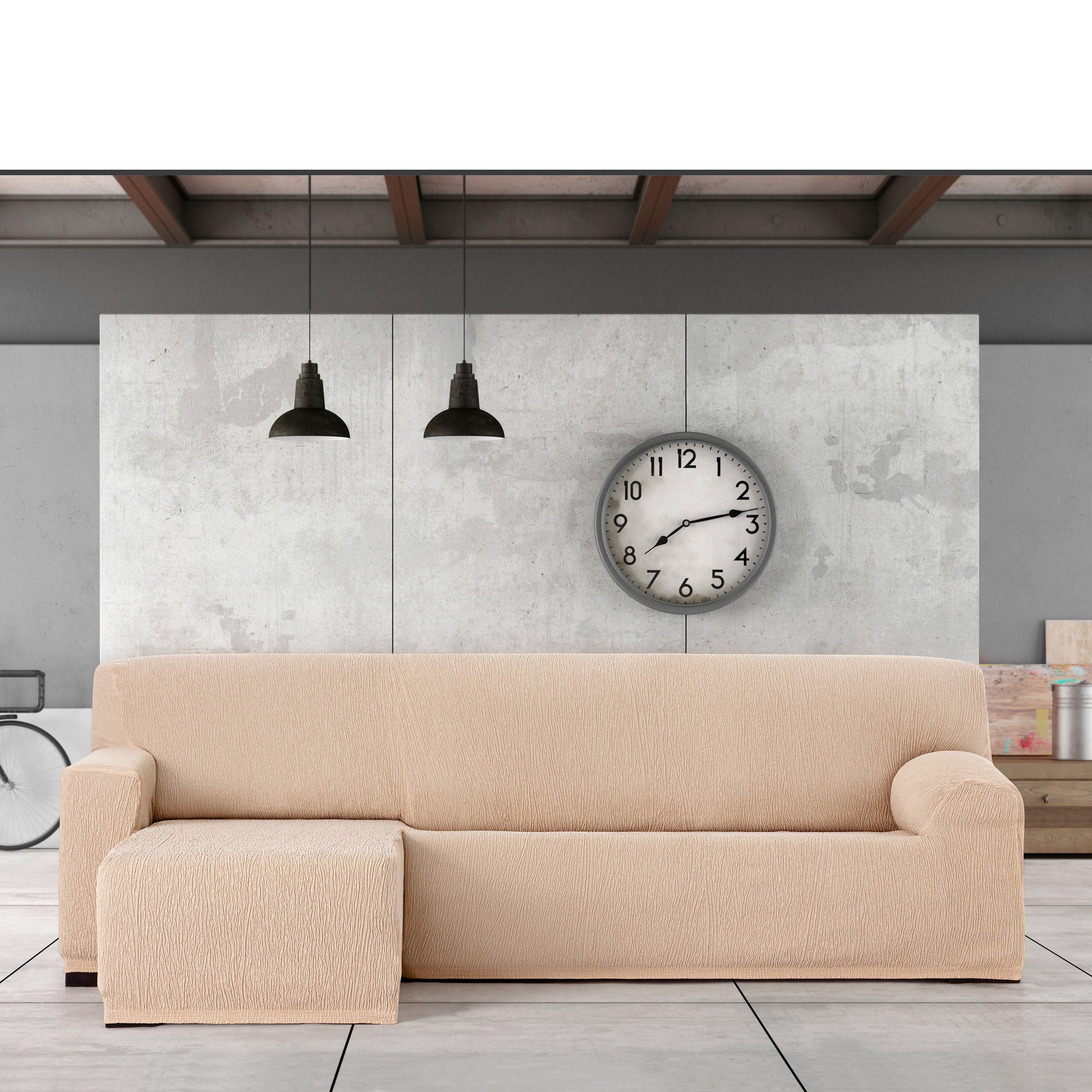 Copridivano Troya per divano ad angolo sinistro braccio corto beige 250 - 310 cm - 3