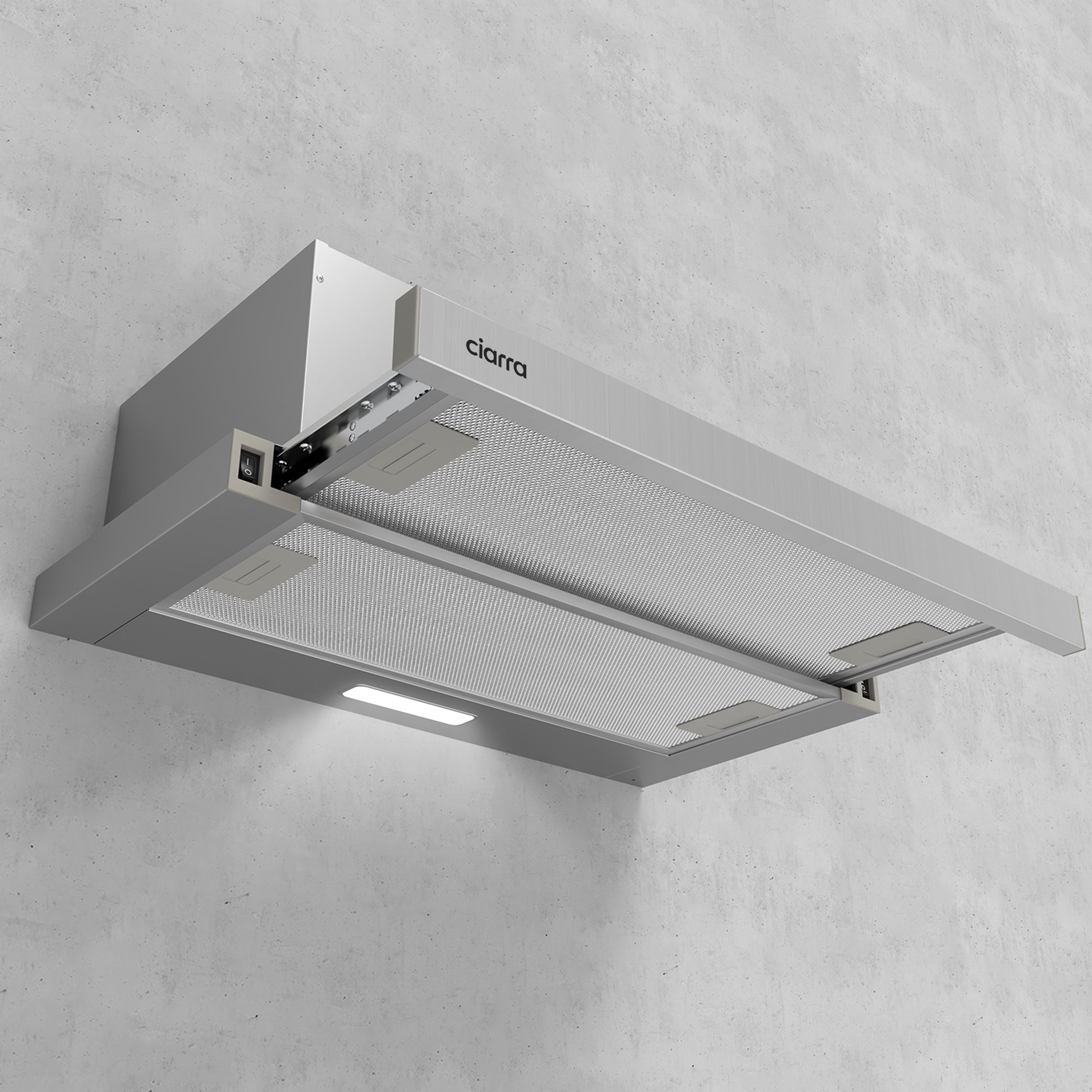 CIARRA Hotte Tiroir 60cm A++ 370m³/h avec 2pcs Filtres à charbon Recyclage et Évacuation Inox CD6906DS - 6