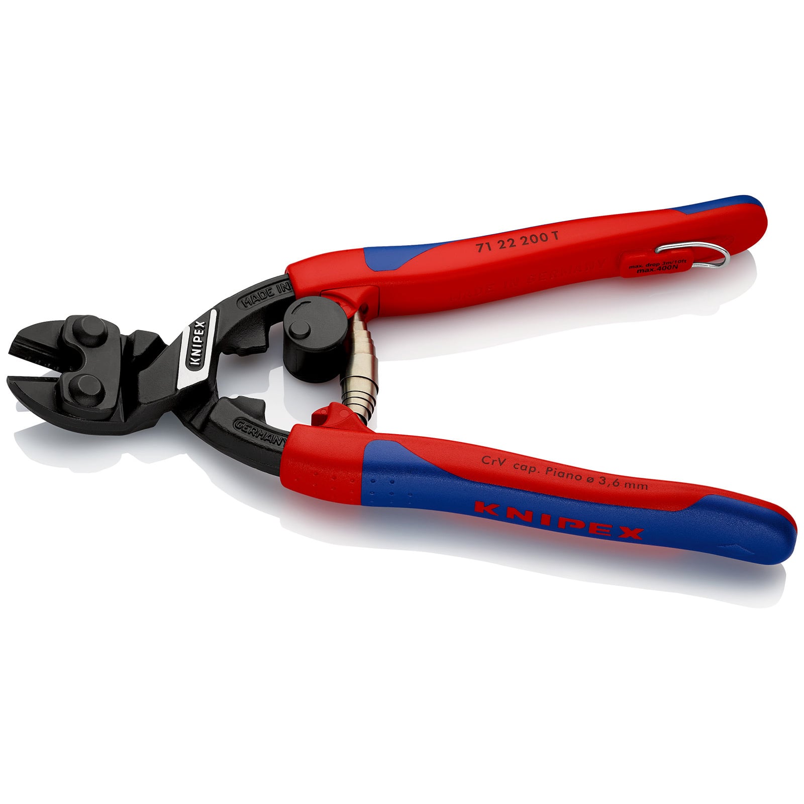 Knipex Cobolt Tronchese a Doppia Leva Bonderizzata Nera, Forma Affusolata, Incorporato per Agganciare Una Protezione Anticaduta 200 Mm (Confezione Sel