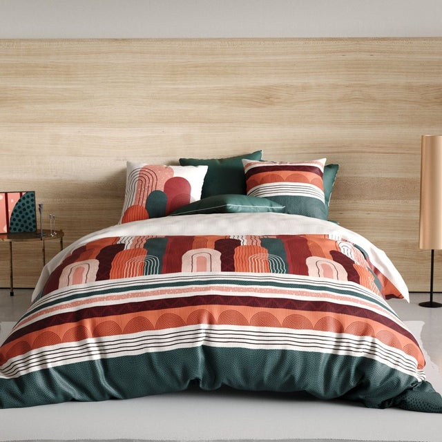 Housse de couette 220x240 cm + 2 taies d'oreiller carrées 100% Coton 57 fils Galyo