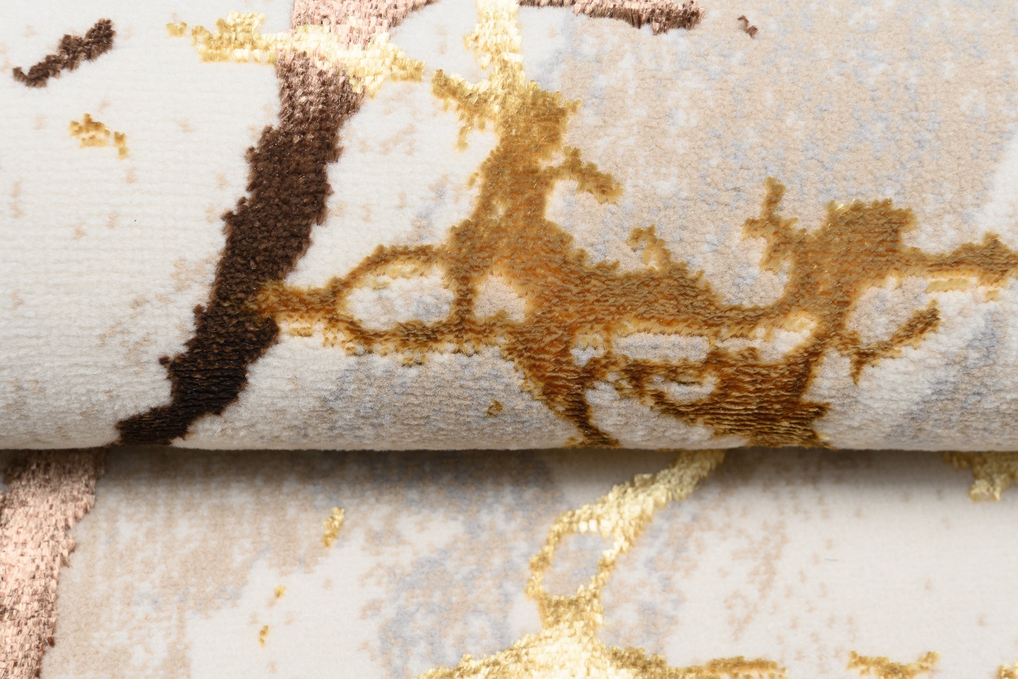 TAPISO Golden Tapis de Salon Moderne Marron Or Beige Crème Moucheté Motif Abstrait Doux Poil Court 80 x 150 cm - 4