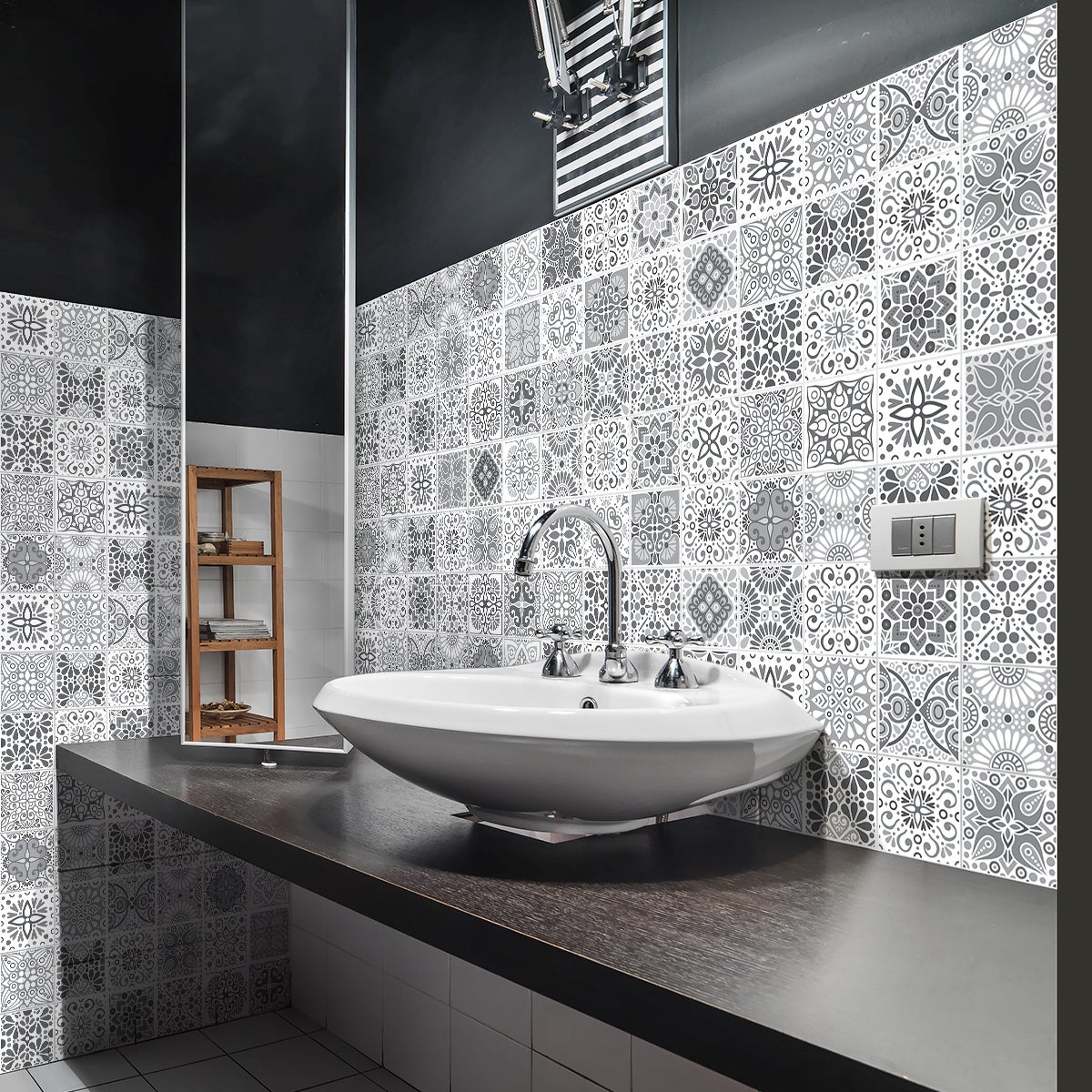 Sticker Carrelage Lot 10 Stickers Carrelage PVC - 34x29 Cm, Adhésifs, étanches, Pour Cuisine/salle De Bain Déco Murale Facile Pose