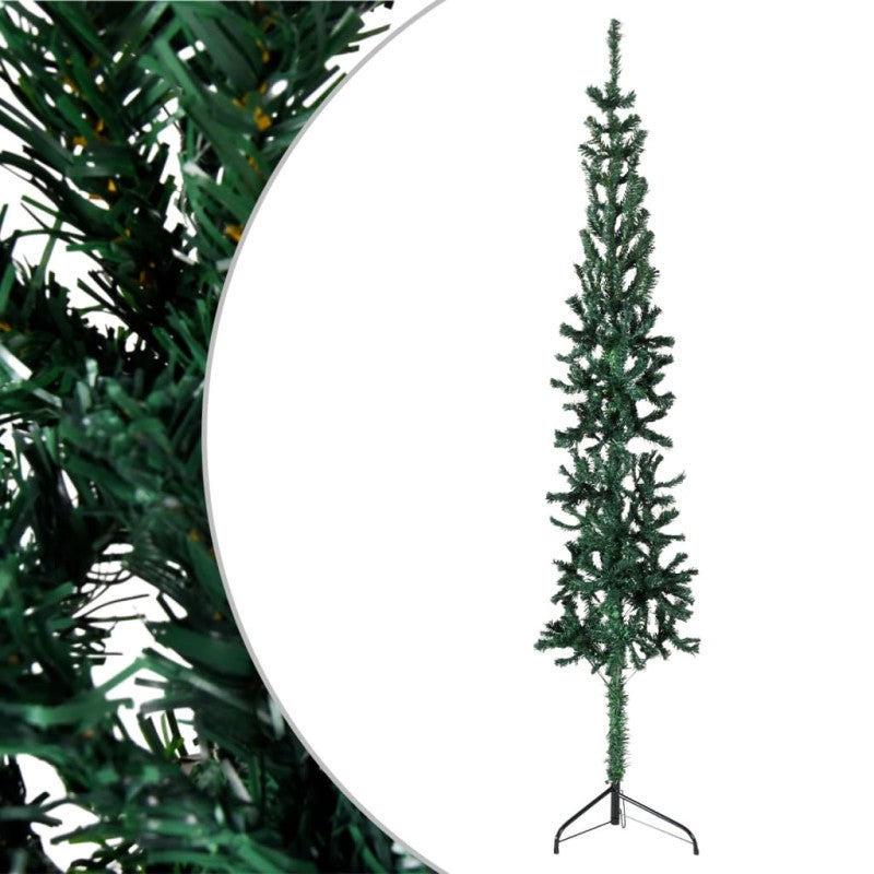 Smukła choinka połówka ze stojakiem, sztuczna, zielona, 120 cm vidaXL