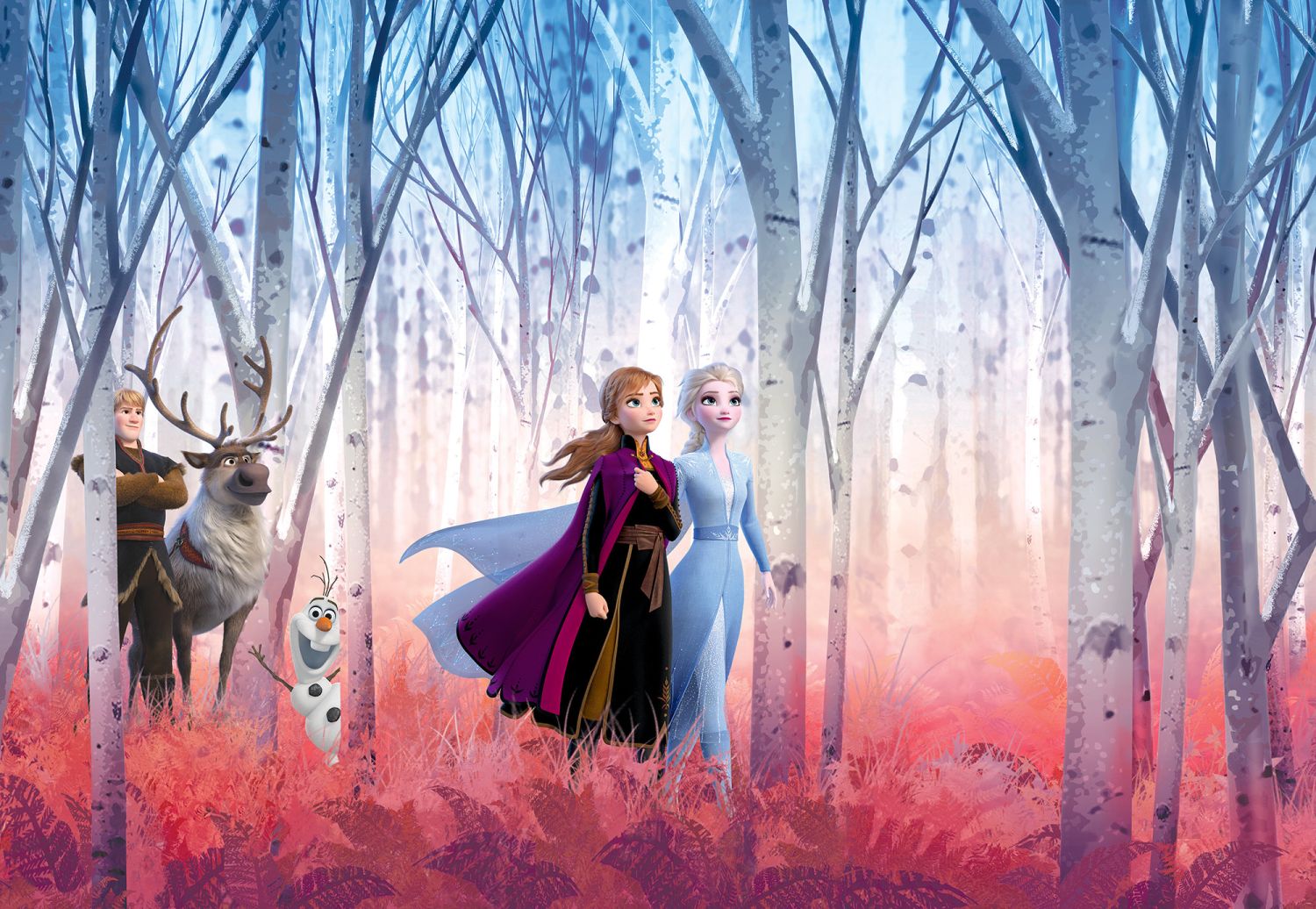Fotomural frozen morado y azul - 368 x 254 cm - disney
