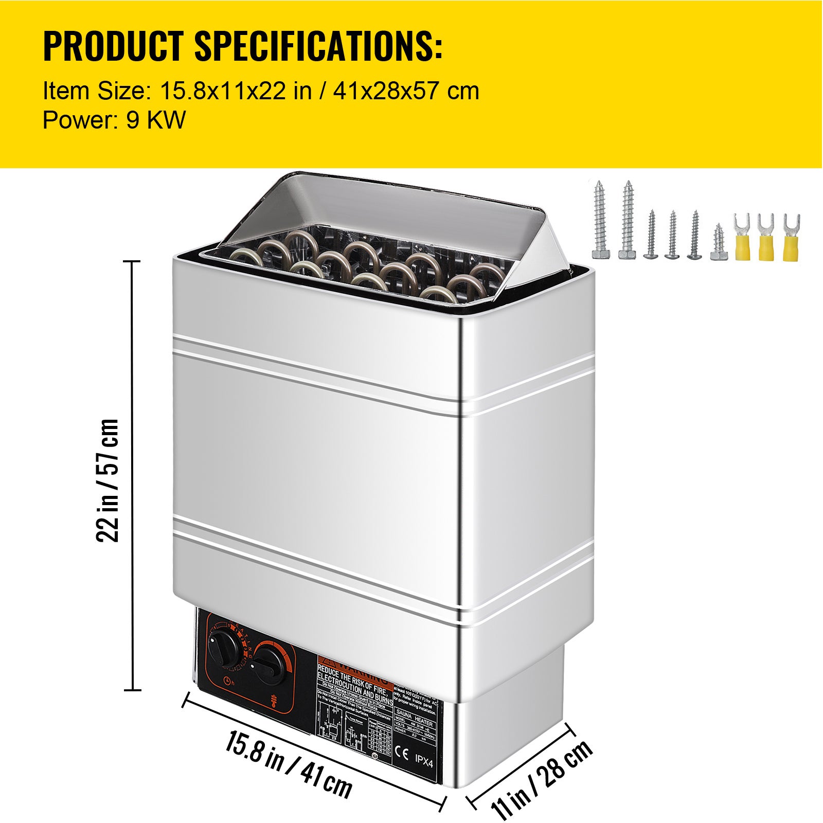 Poêle de sauna électrique 9KW,SucceBuy contrôleur externe,acier inoxydable,pour pièce de 9-13m³ - 9
