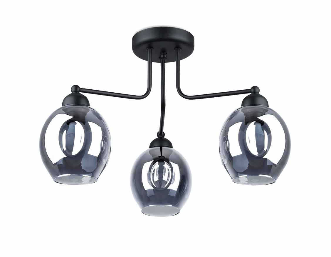 Lampa sufitowa wisząca Fillan czarna-dymiona 3xE27x60W wym: 36 x 54 x 54 cm metal Sollux Lighting
