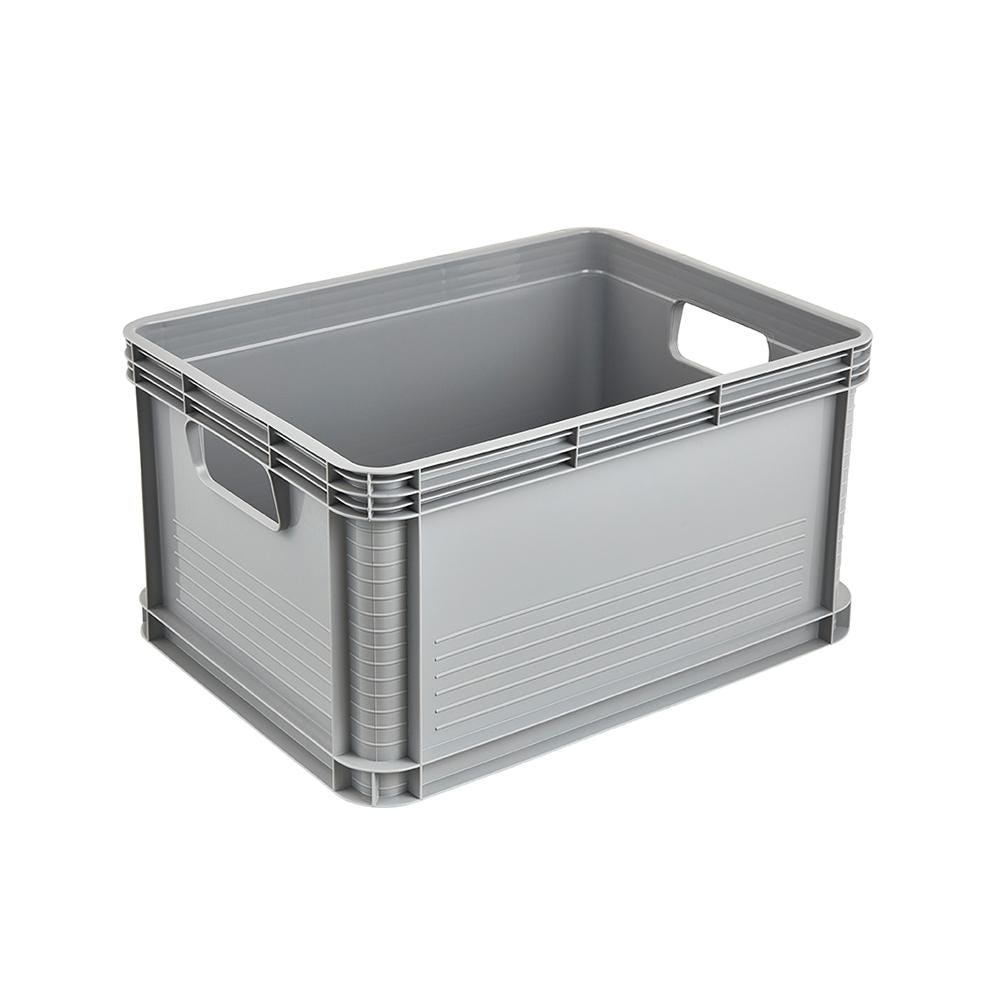 Caisse Euro E2 Plastique Gerbable Gris - Lot De 5 Conteneurs Boucherie Et Fruits 60x40x20 Cm