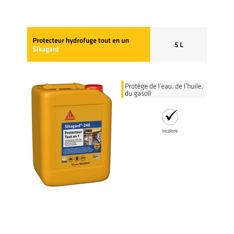 Protection hydrofuge SIKA - Sikagard-240 Protecteur Tout en 1 - 5L - 2