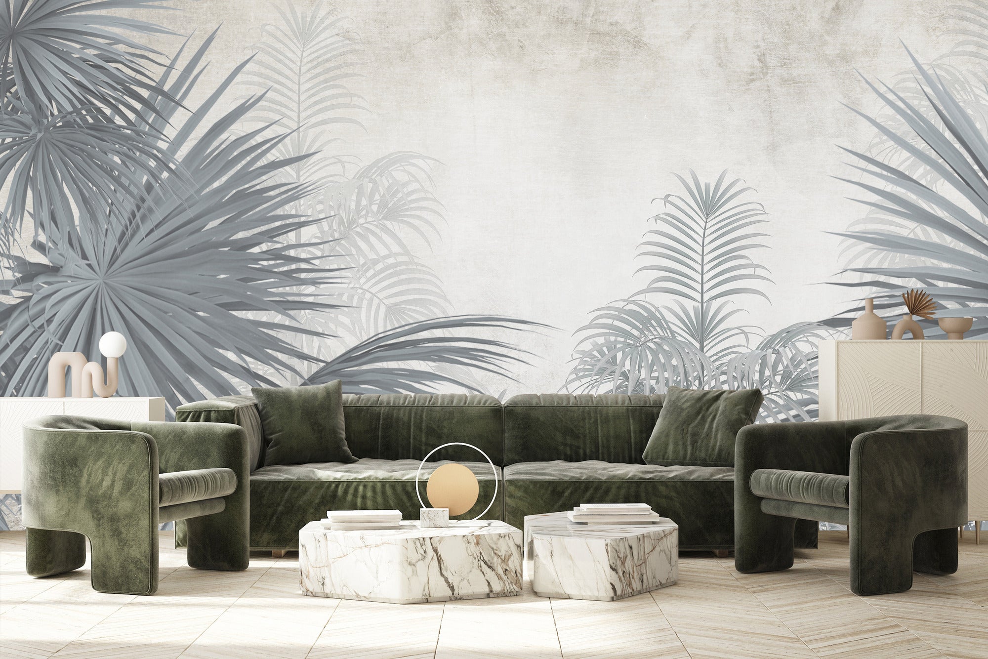 Vlieseline Papier Peint Photo PLANTES Tropicales Béton Pour Salon 135cm x 90cm - 5