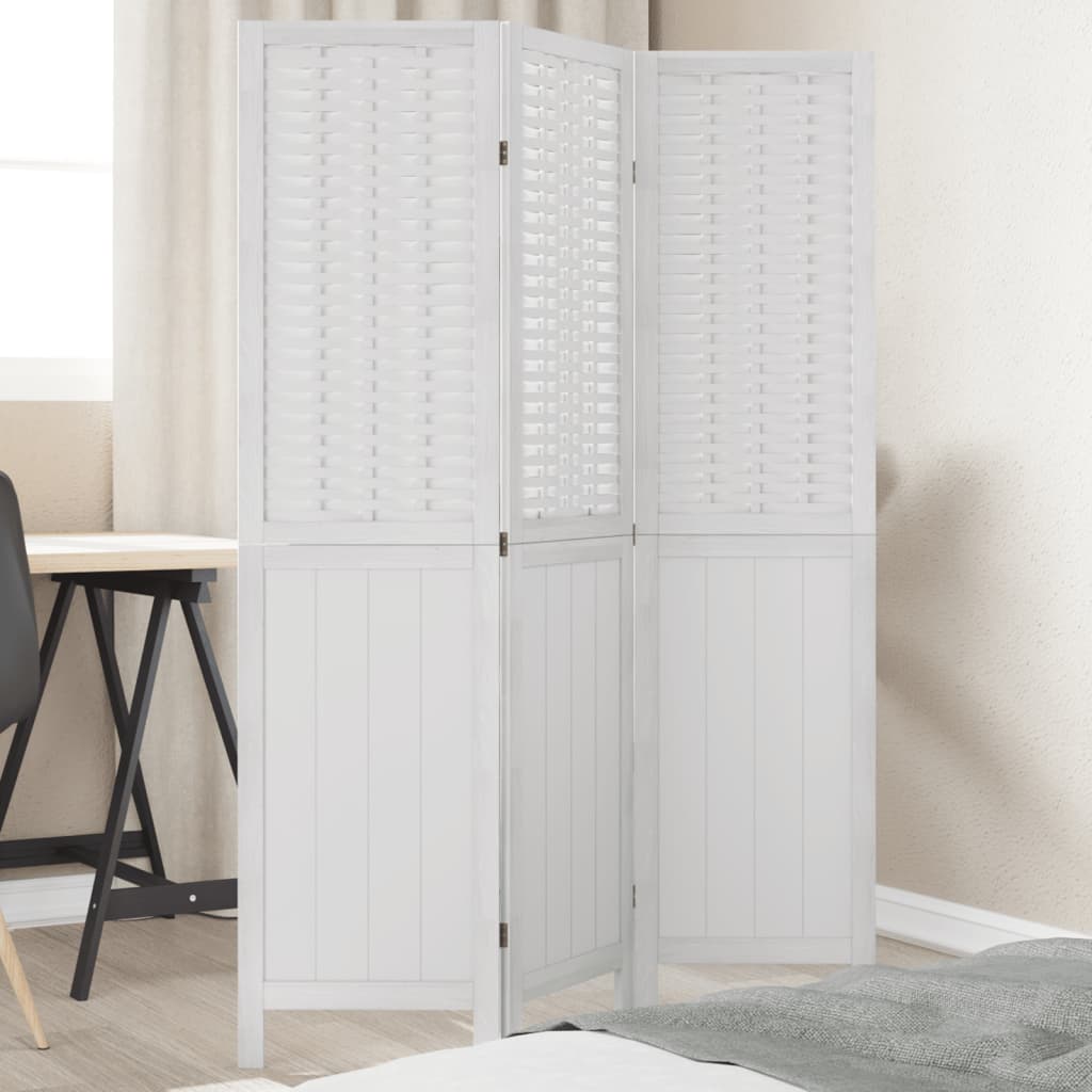 Tabique divisorio de 3 paneles en madera maciza de paulownia blanca