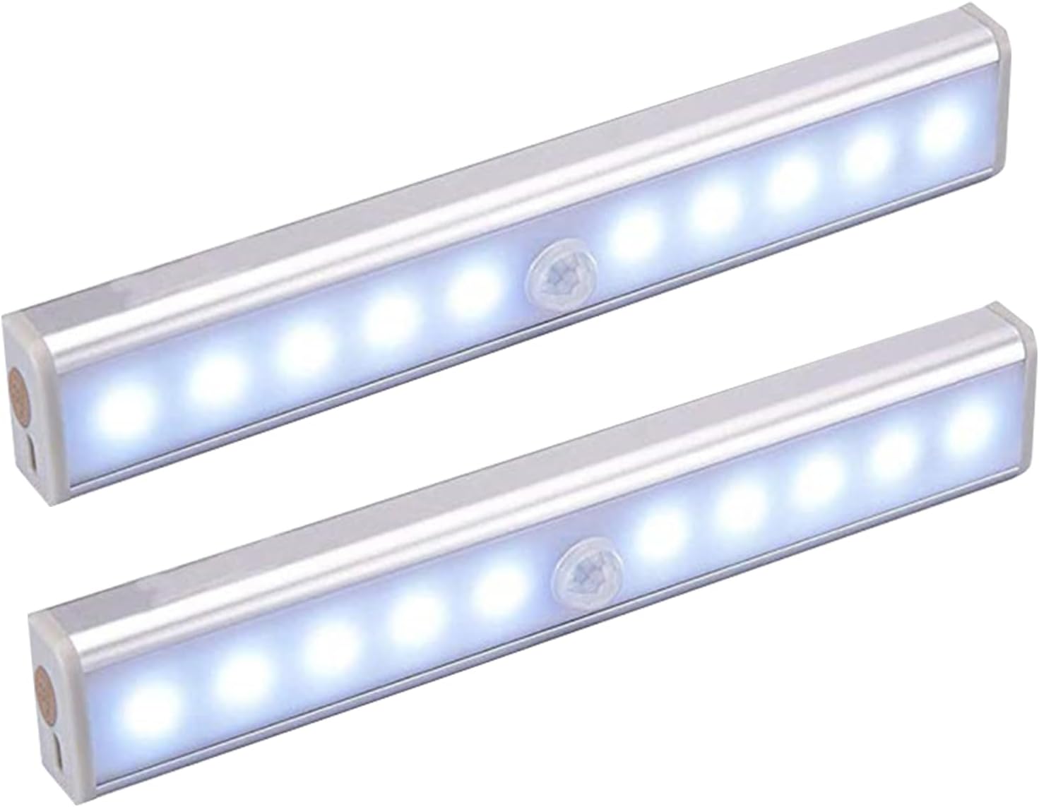Lampa z czujnikiem ruchu do wnętrz, zestaw 2 lamp bezprzewodowych 10 LED, lampa ładowana przez USB z czujnikiem ruchu magnetycznym, do szaf