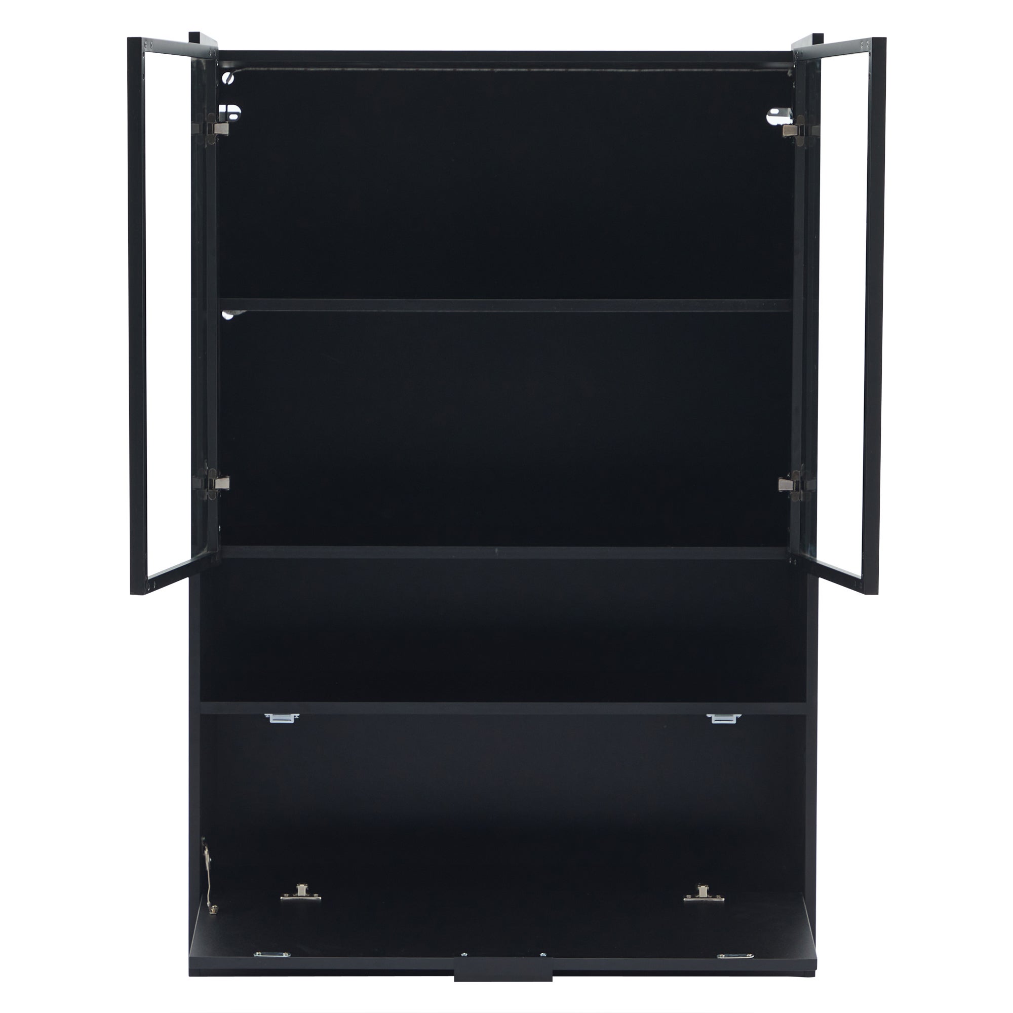 Vetrina LED moderna 80x120x35 cm - con illuminazione LED 16 colori - con 2 ante in vetro - con compartimenti per riporre - Nero - 7