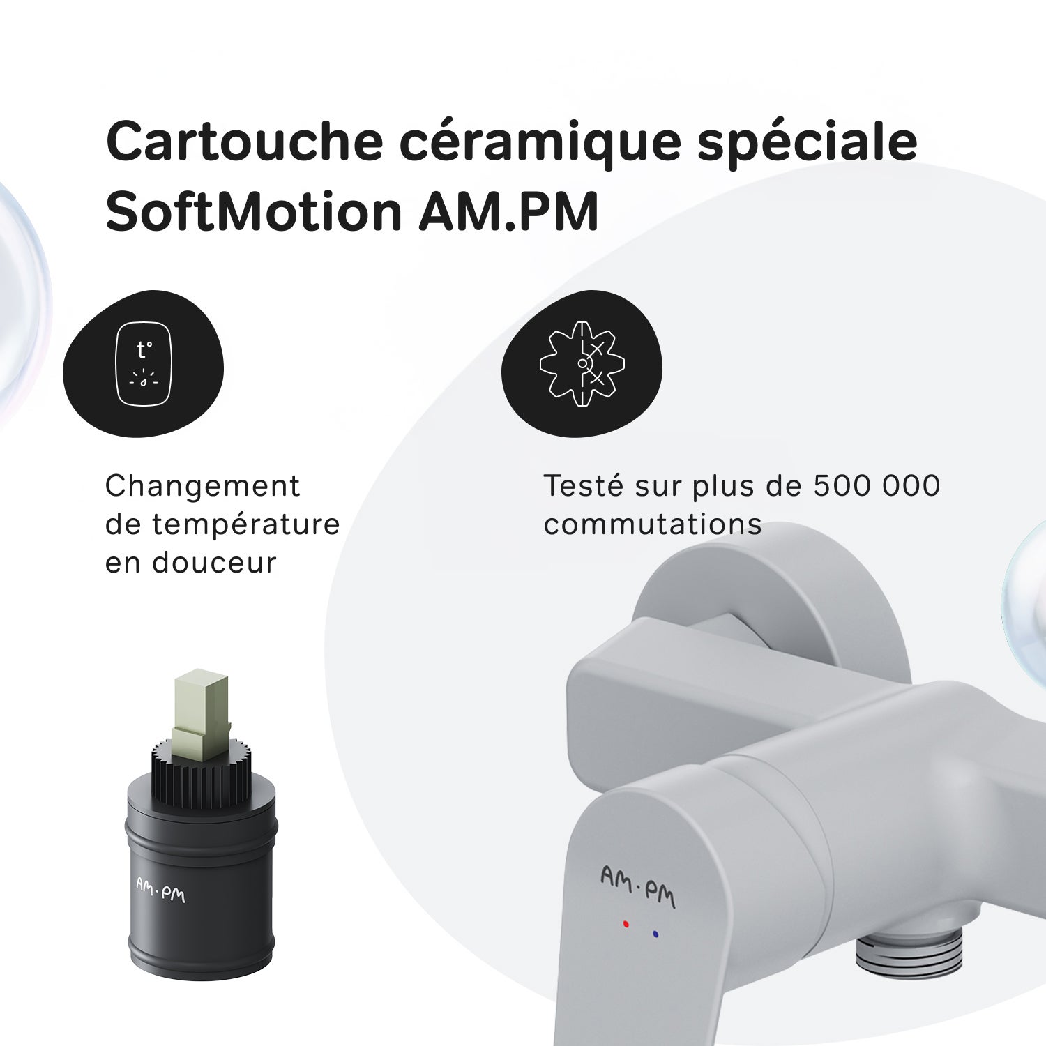 Mitigeur mécanique de douche Robinet de douche Blanc, Hit FTA20033 AM.PM - 4