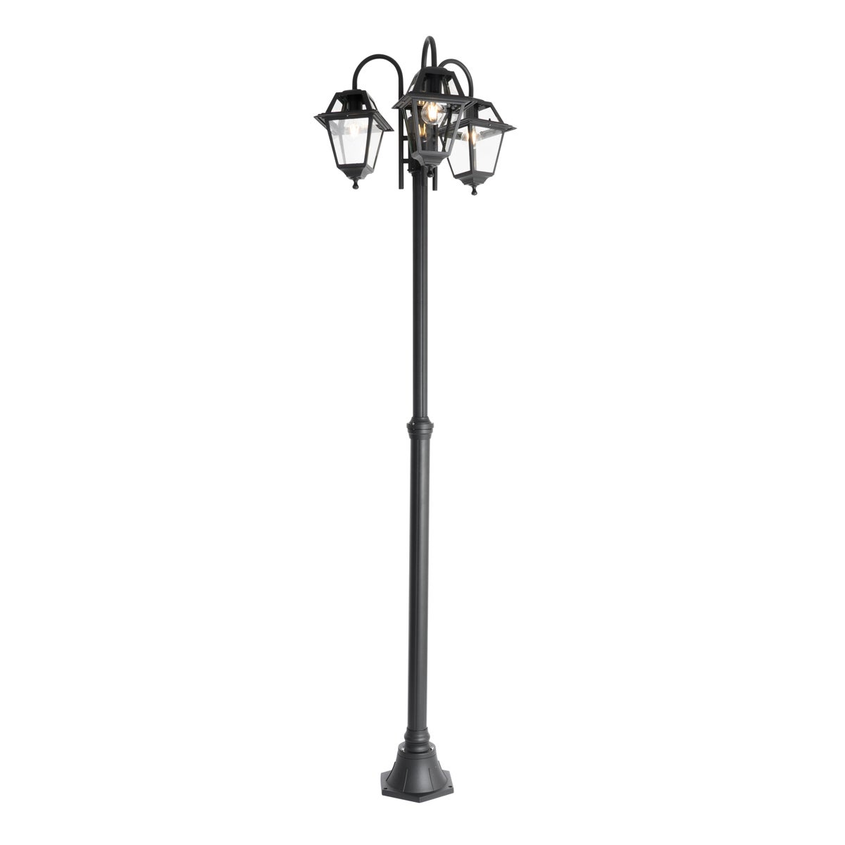 Klasyczna lampa zewnętrzna czarna 235 cm 3-światła IP44 - Berta