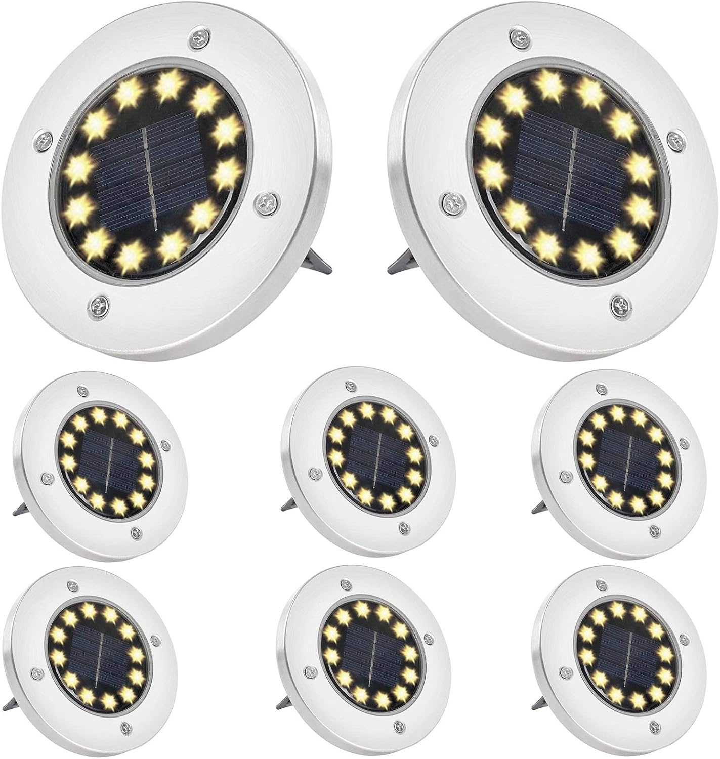 Zestaw wodoodpornych lamp solarnych gruntowych z diodami LED do użytku zewnętrznego oświetlania krajobrazu trawnika patio alejek tarasu biały ciepły