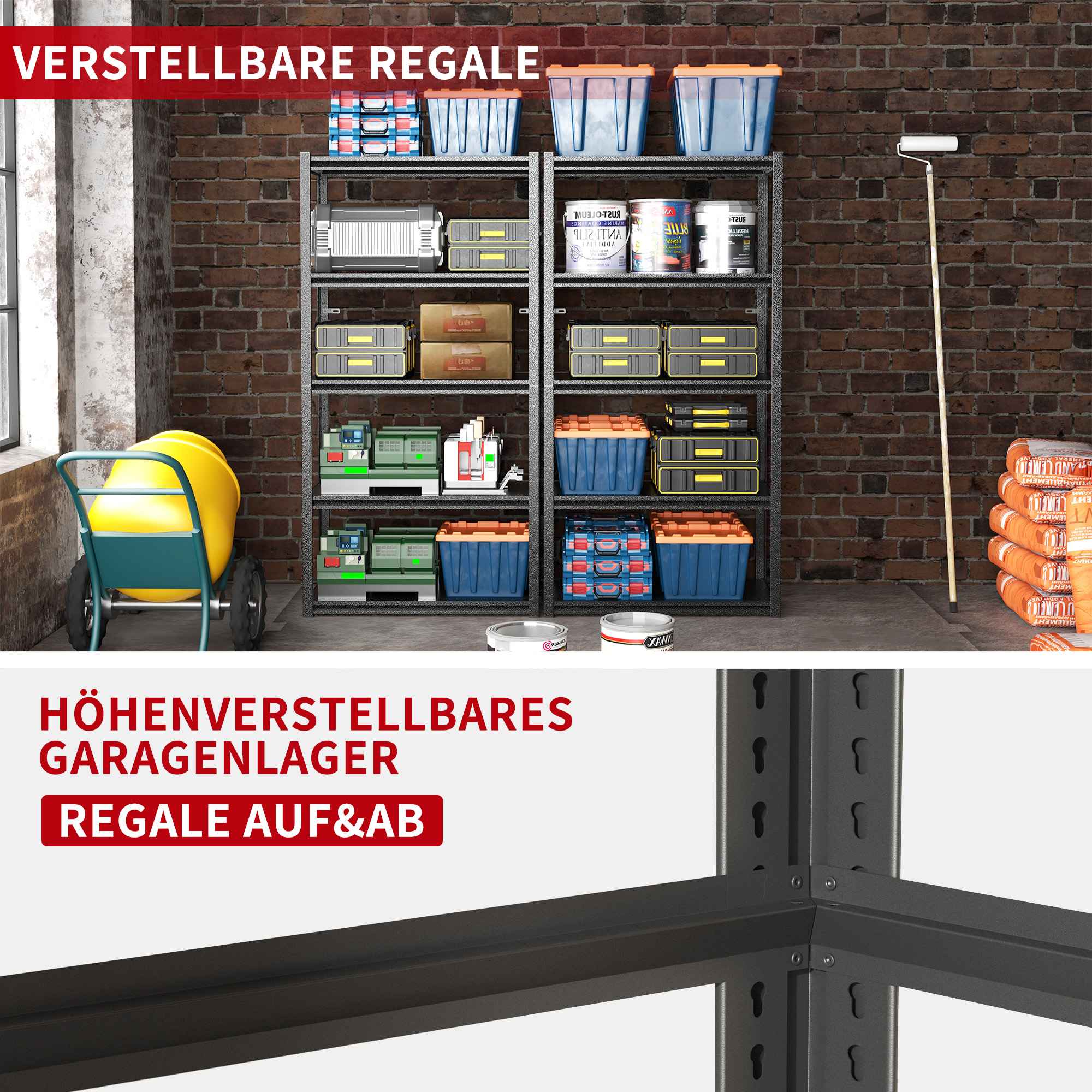 Étagère Métallique 5 Niveaux H160cm – Capacité 650kg, Réglable en Hauteur, Sans Bois pour Garage et Maison - 7