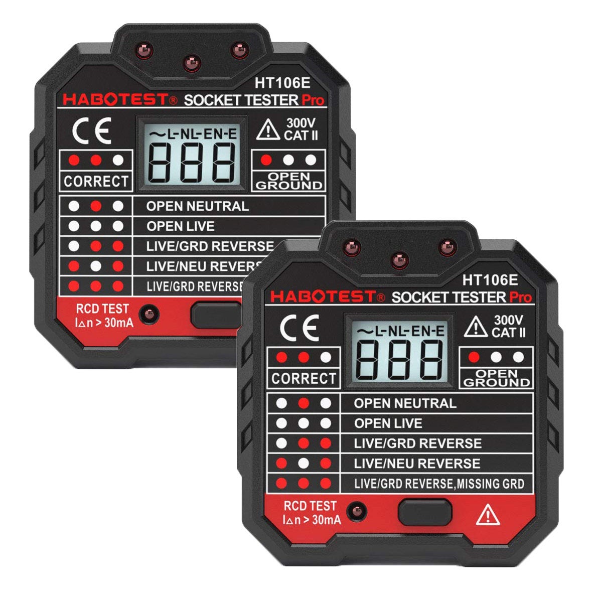 Comprobador enchufes eléctricos Zaewry (paquete 2) con pantalla LCD