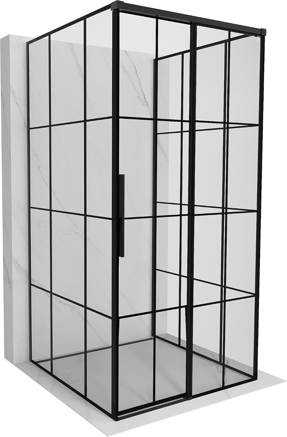 Mexen rox-3s cabina de ducha de 3 paredes corredera derecha 90 x 90 cm, rejilla negra, negra - 8c2-090-090-70-77-3s-p