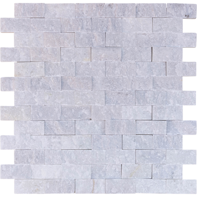 Plaquette de parement en marbre blanc - 2,3 x 4,8 x 2,2 cm - Vendu par filet 30,5 x 30,5 cm - C-NEGOCE
