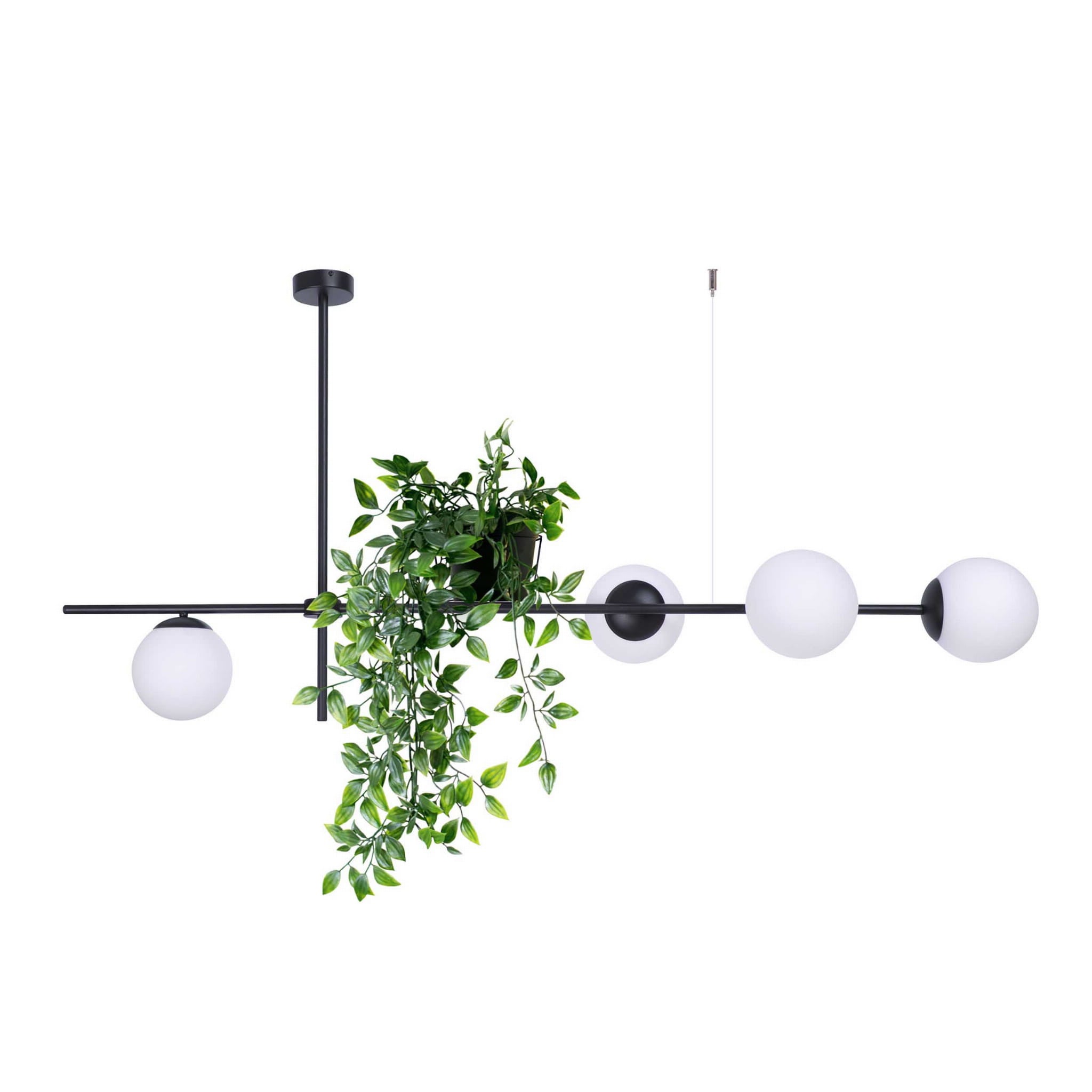 Lampa sufitowa wisząca Vuelta czarno-biała 4xE27x40W wym: 72 x 150 x 35 cm szkło Kaja