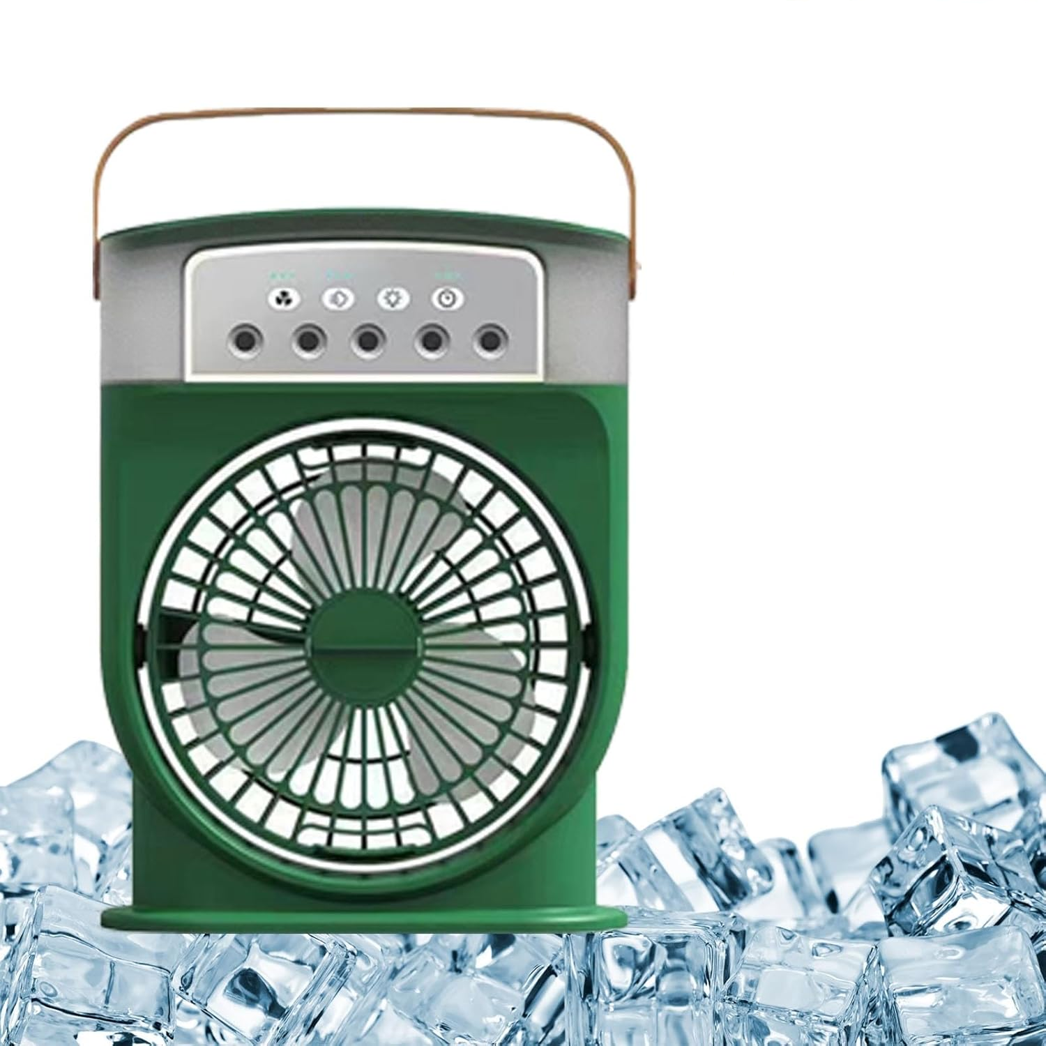 Przenośna chłodnica powietrza, wentylator parowy z 3 wentylatorami, mini wentylator biurkowy z funkcją mgiełki i lampką nocną, zielony