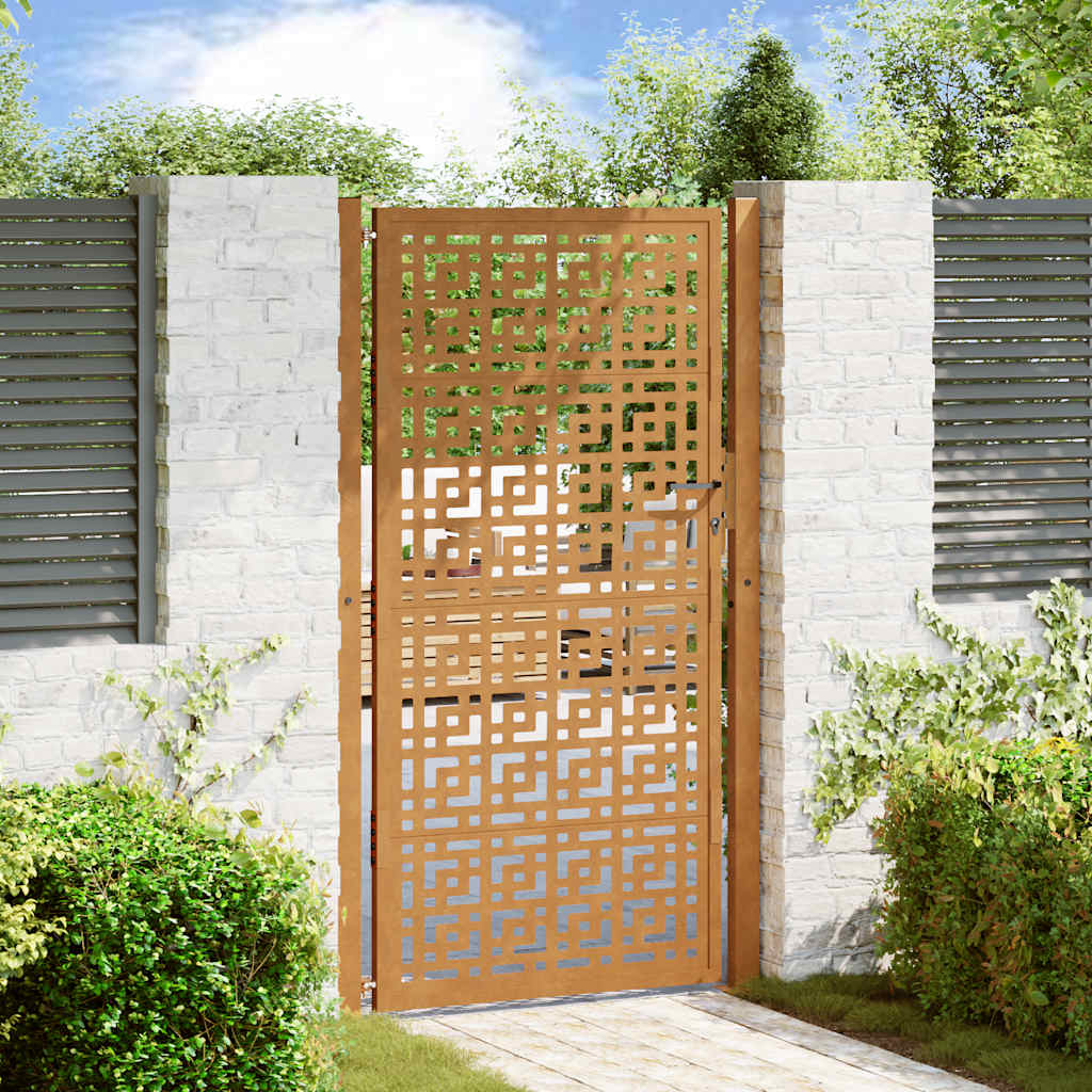 Vidaxl Puerta De Jardín 100X200 Cm De Acero Corten Con Diseño De Cruz Marrón , Leroy Merlin