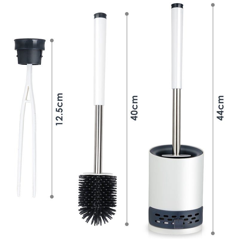 Scopino WC In Silicone Con Portascopino Inox – Testina Liscia Igienica, Coperchio Anti-Schizzi | Facile Da Pulire E Resistente