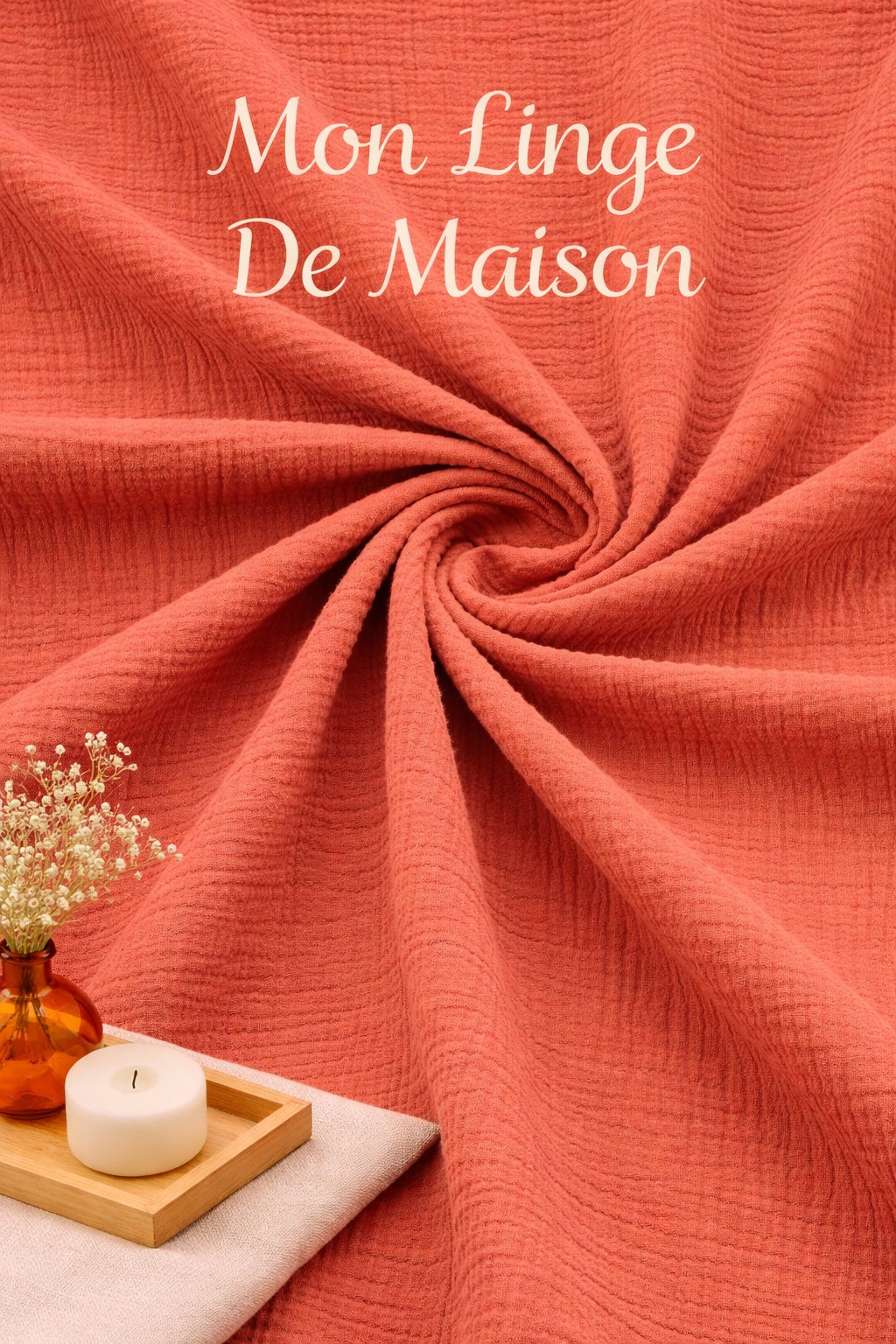 Parure de lit 260 x 240 cm Sienna Terracotta + 2 taies 63x63 cm – Double face gaze de coton & coton 57 fils - 3