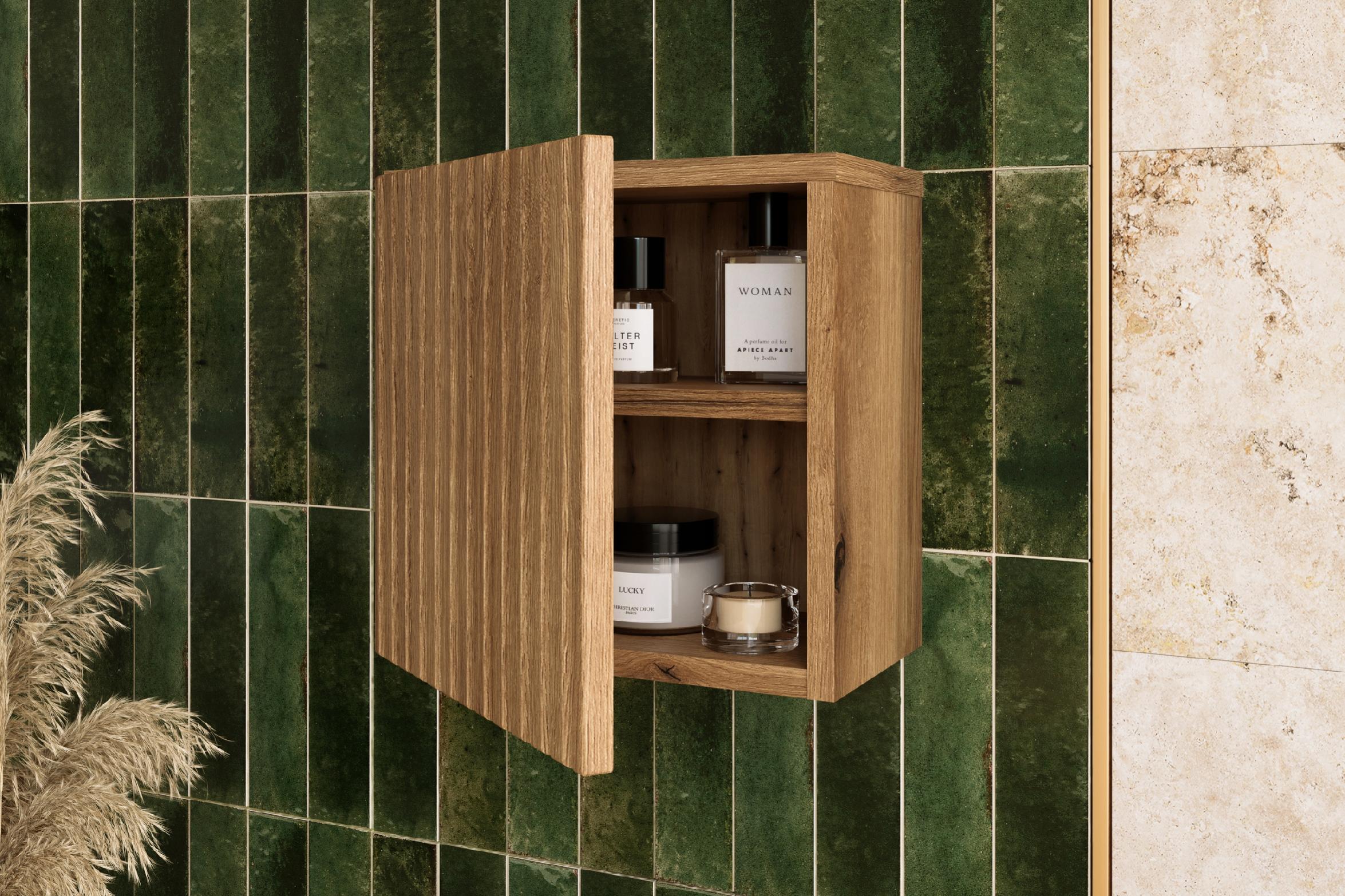 Szafka łazienkowa górna Qubik 30x30 cm dąb coast evoke ryflowana - 6