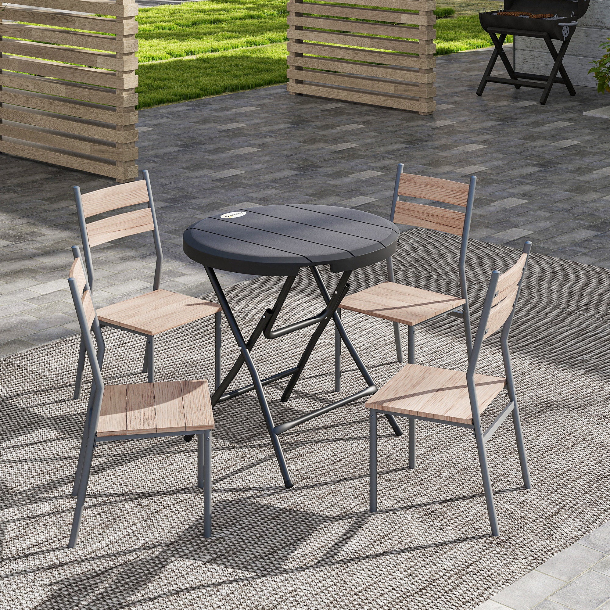 Table de jardin Outsunny, pour la terrasse, ronde, rabattable, aspect ...