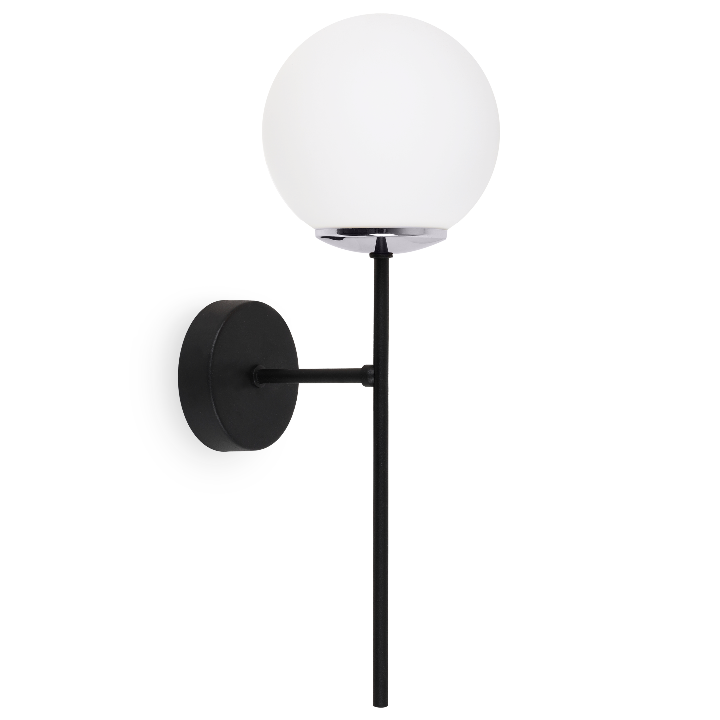 Lampa kinkiet ścienny czarny Siena loft 1xE14 klosz kula szklana biała/srebrna Light Home LH