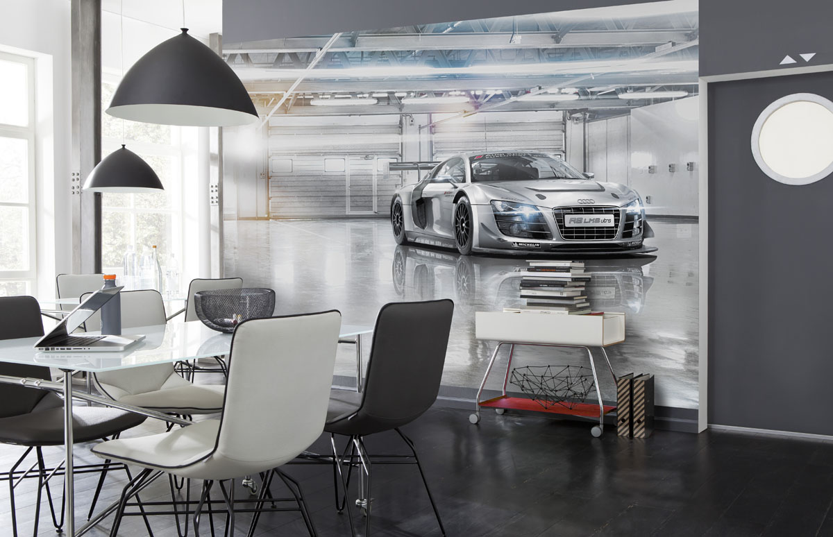 Papel pintado panorámico sobre papel de komar - audi r8 le mans - talla: 368 x 254 cm