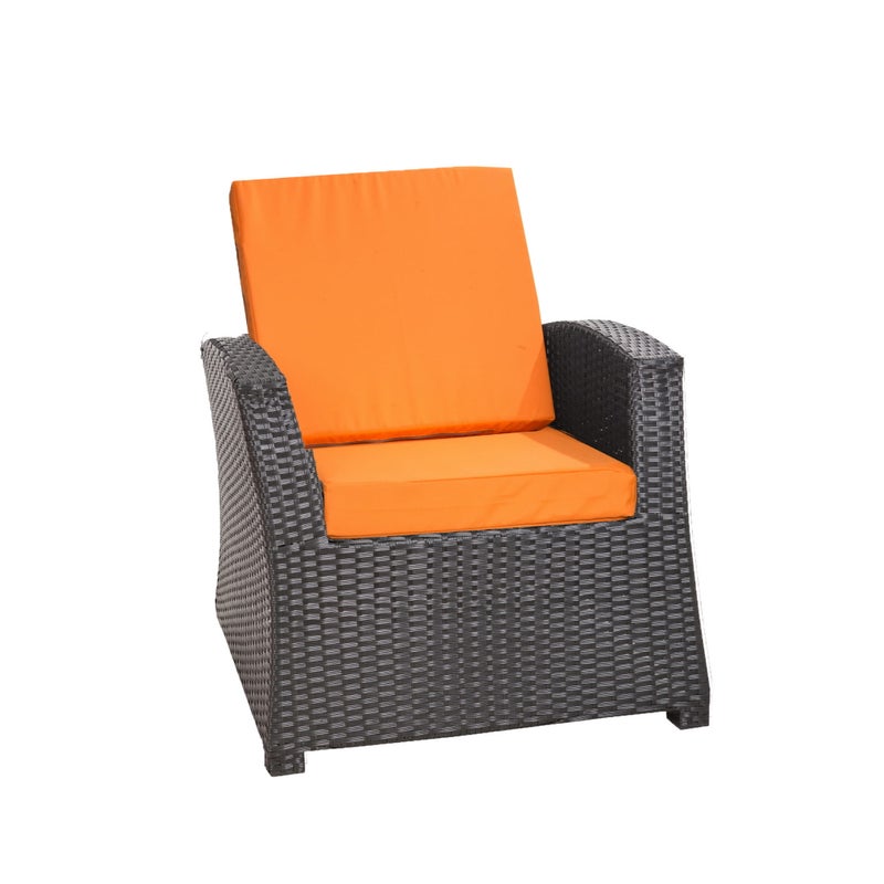 2 x Poduszki fotel ogrdowy rattanowy 56x52x7+56x50 Pomarańczowa poduszki na krzesło ogrodowe z oparciem poduszki na fotele technorattanowe na taras