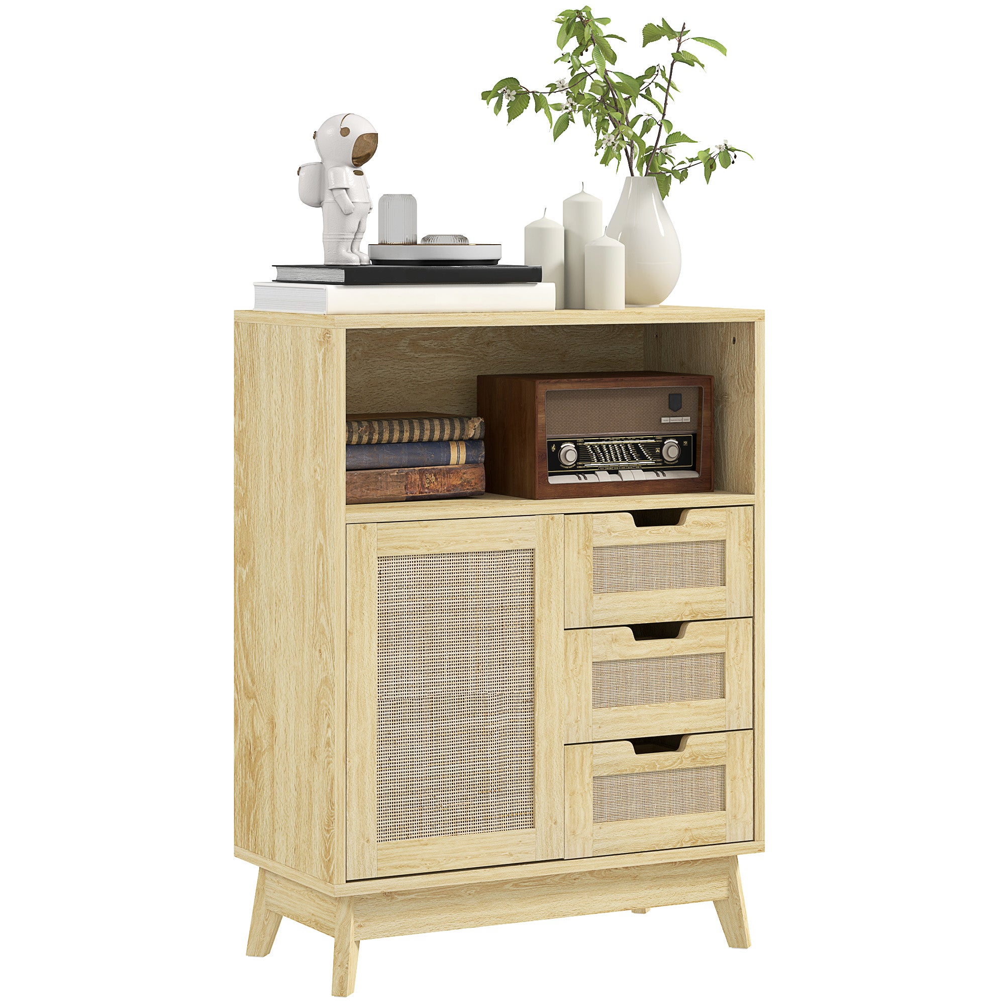 Meuble De Rangement Avec 3 Tiroirs Et 1 Placard – Étagère Réglable Pour Salon Ou Salle, Sans Marque
