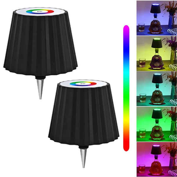 Zestaw 2 dekoracyjnych lamp stołowych w kształcie butelki wina, dotykowych, bezprzewodowych, RGB, do sypialni i baru