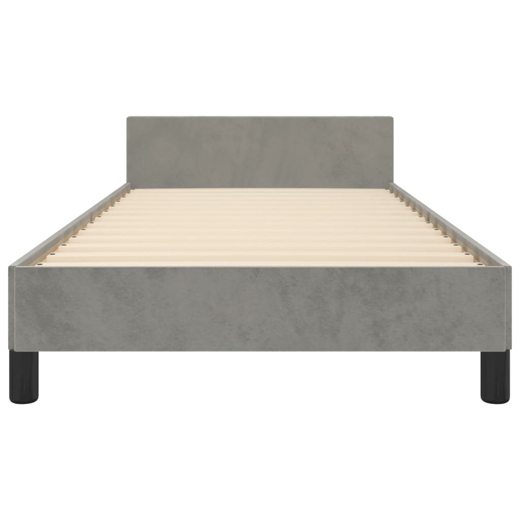 Cadre de lit sans matelas gris clair 100 x 200 cm en velours - 6