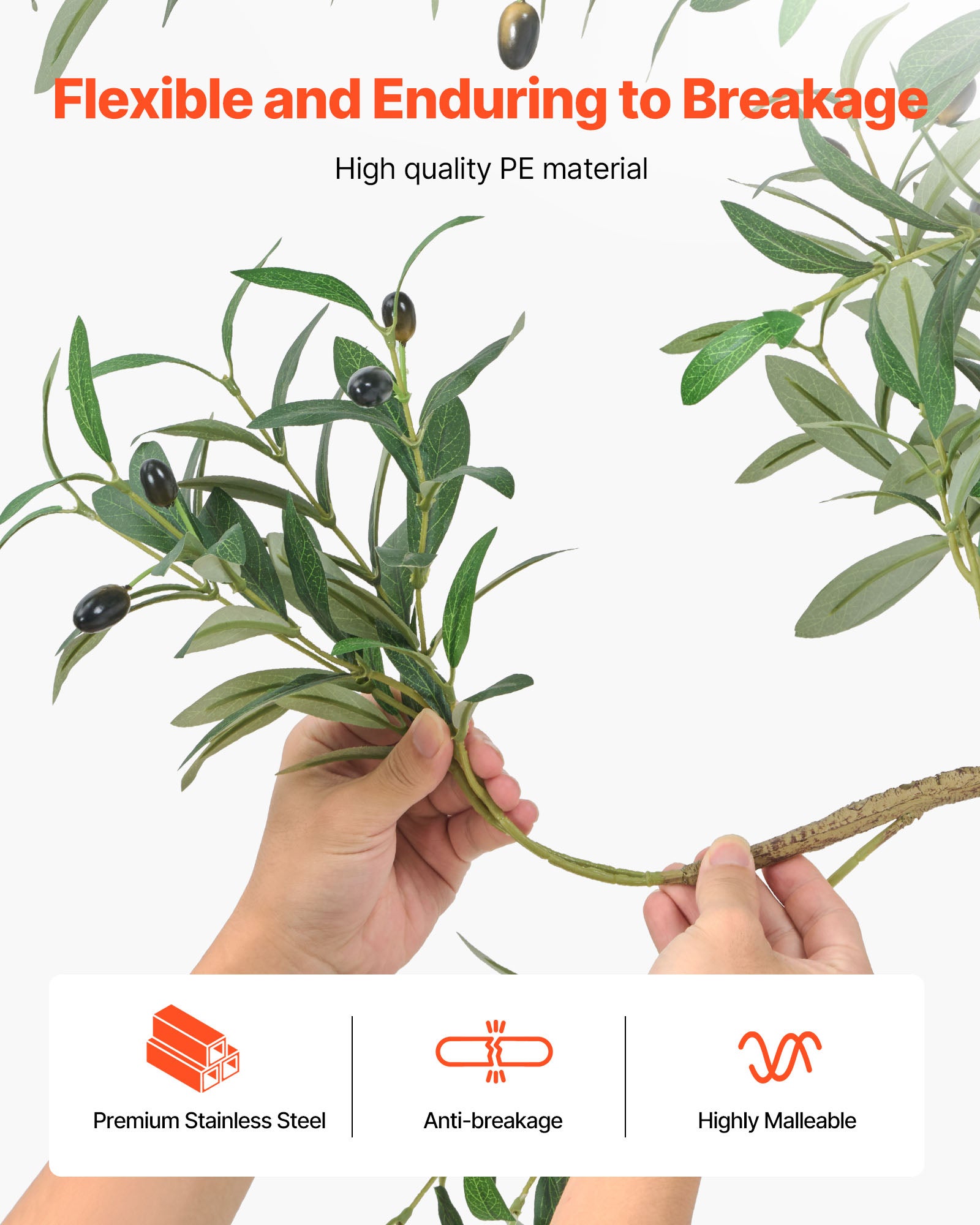 Albero Artificiale Olivo 1,8 m VEVOR, Pianta Decorativa in PE con Vaso Nero, Fogliame Realistico, Finto Ulivo per Ufficio, Camera da Letto, Interni - 4
