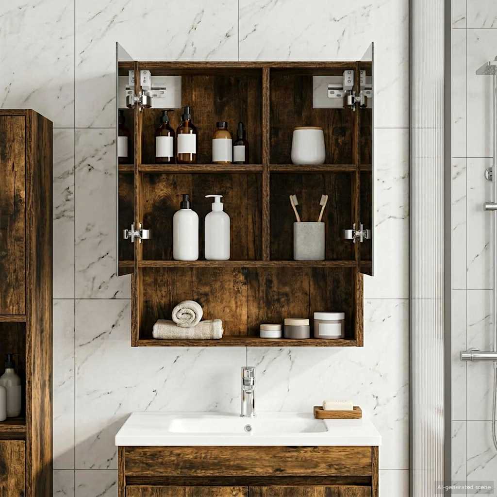 Armoire Miroir LED Anti-Buée Salle De Bain 42x28x11,5 Cm - Éclairage 3 Couleurs Tactile + Rangement Étanche Magnétique