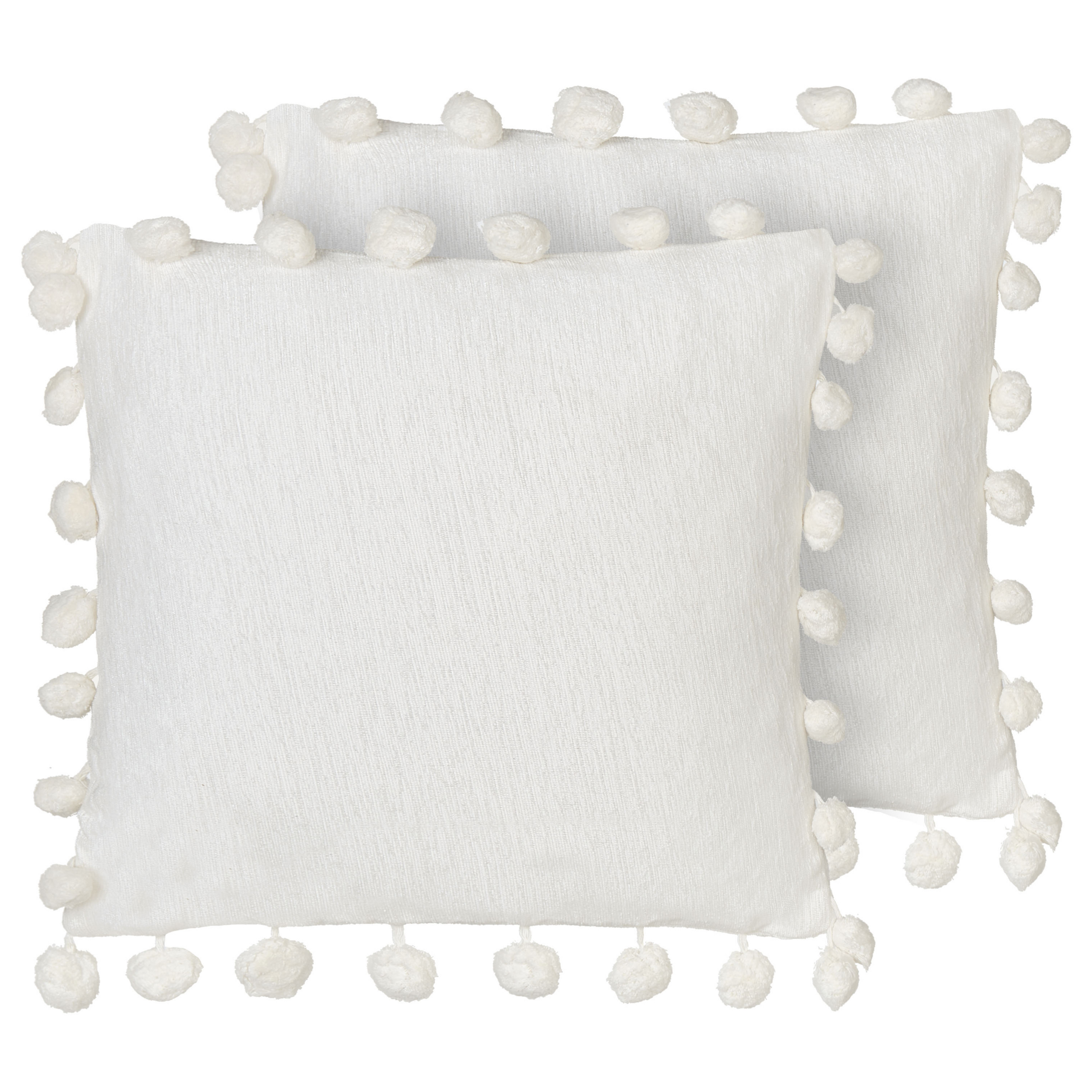 Beliani conjunto de 2 cojines decorativos jasmine 45 x 45 cm blanco liso