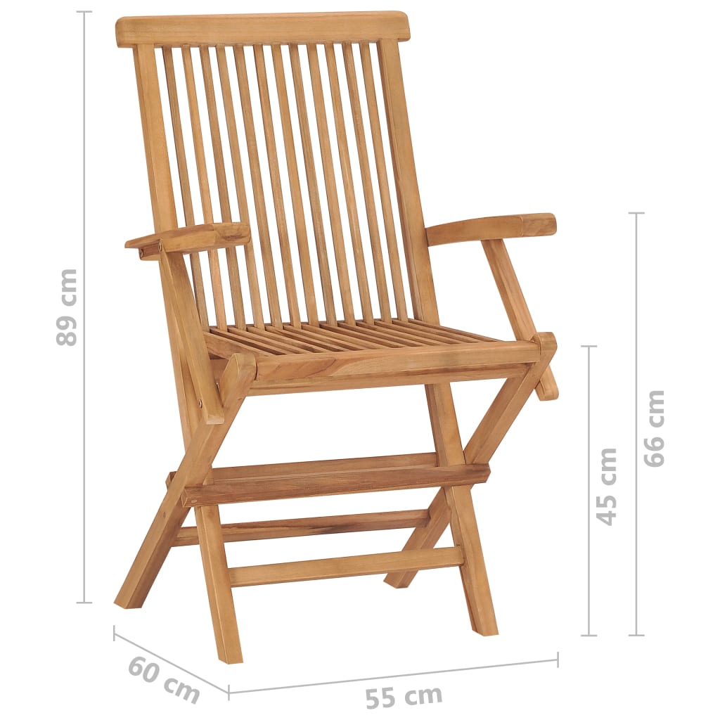 Chaises pliables de jardin 2 pcs Bois de teck solide - 9